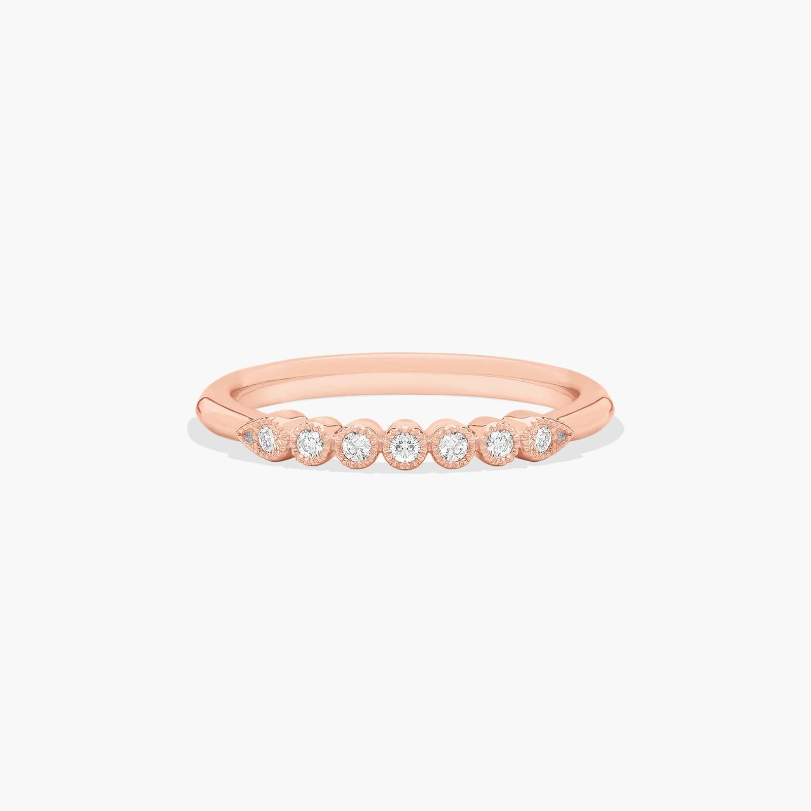 Beaded Bezel Diamond Wedding Ring In 14K Rose Gold (2.00mm)