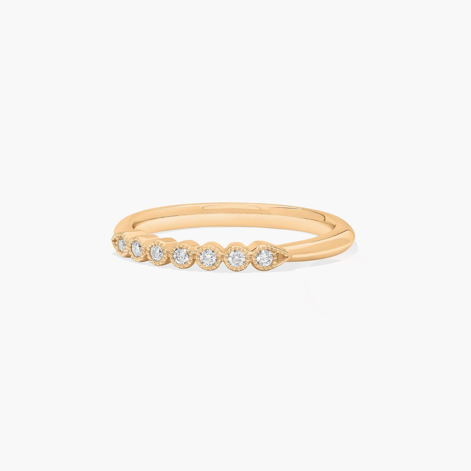 Beaded Bezel Diamond Wedding Ring In 18K Yellow Gold (2.00mm)