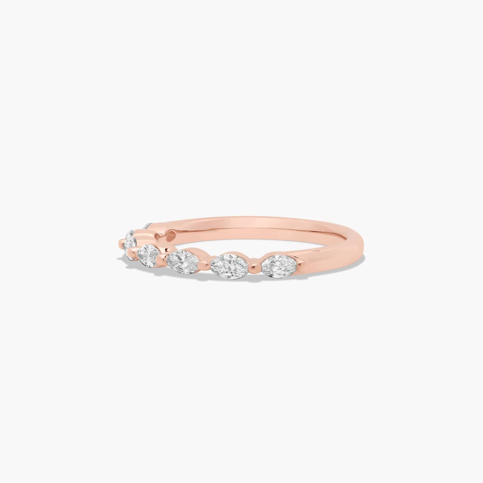 Shared Prong Wedding Ring With Marquise Cut Diamonds In 14K Rose Gold (2.00mm)