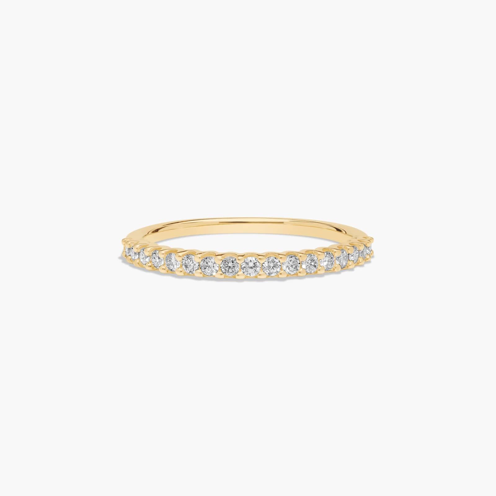 Shared Prong Thirteen Stone Contour Diamond Wedding Ring In 14K Yellow Gold (2.00mm)
