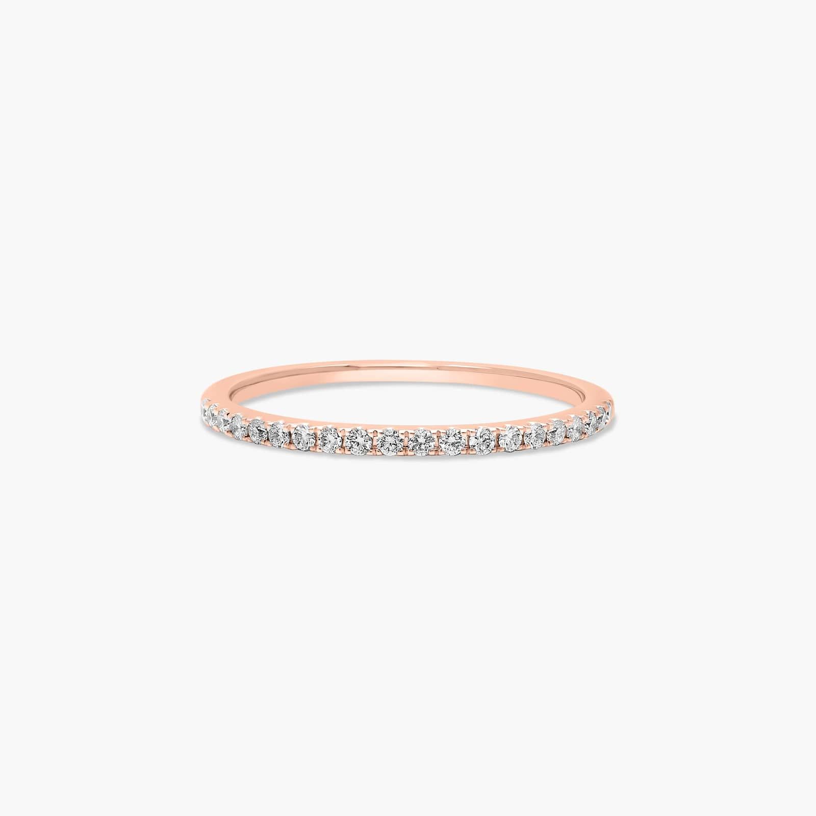 Petite Pavé Diamond Wedding Ring In 14K Rose Gold (1.20mm)