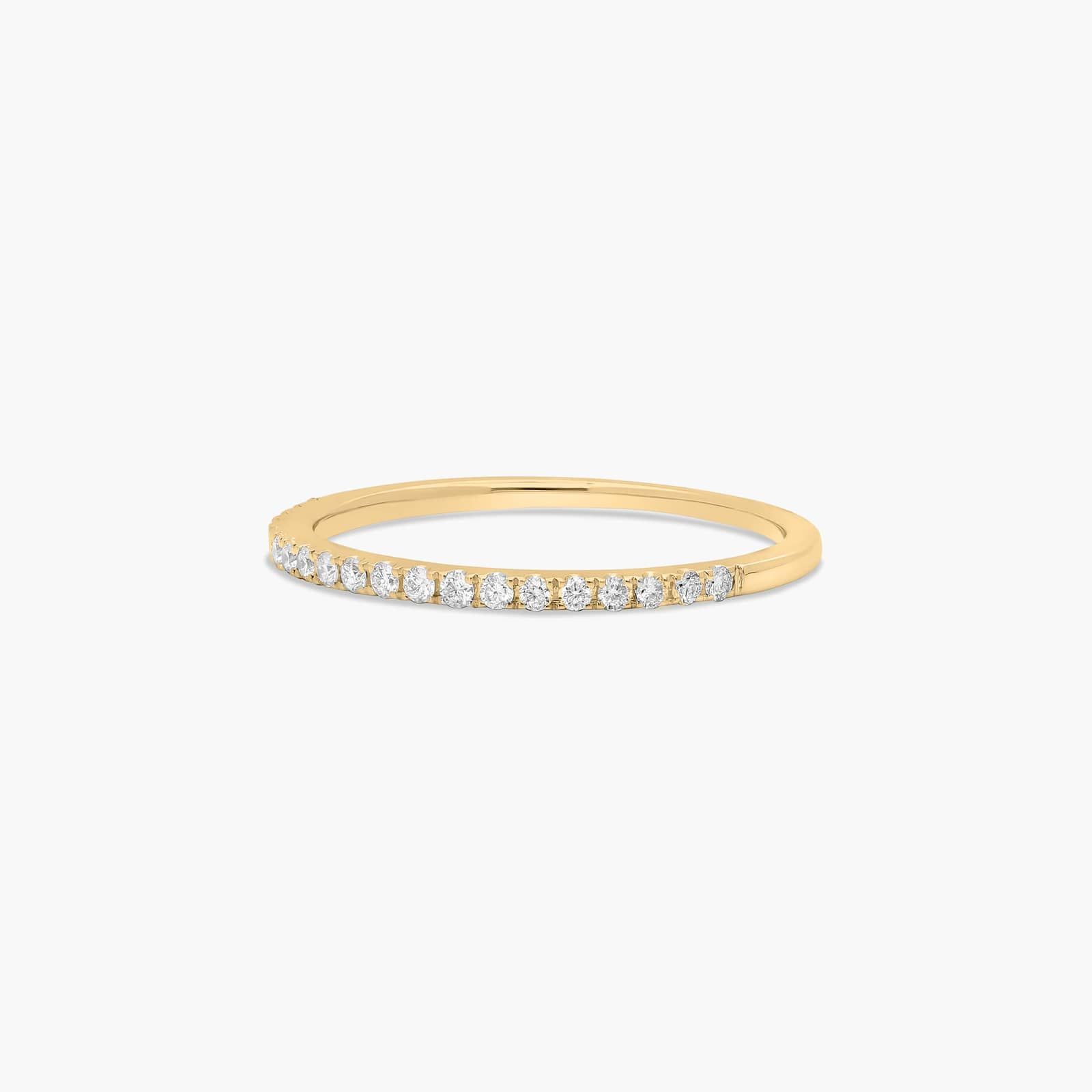 Petite Pavé Diamond Wedding Ring In 14K Yellow Gold (1.20mm)