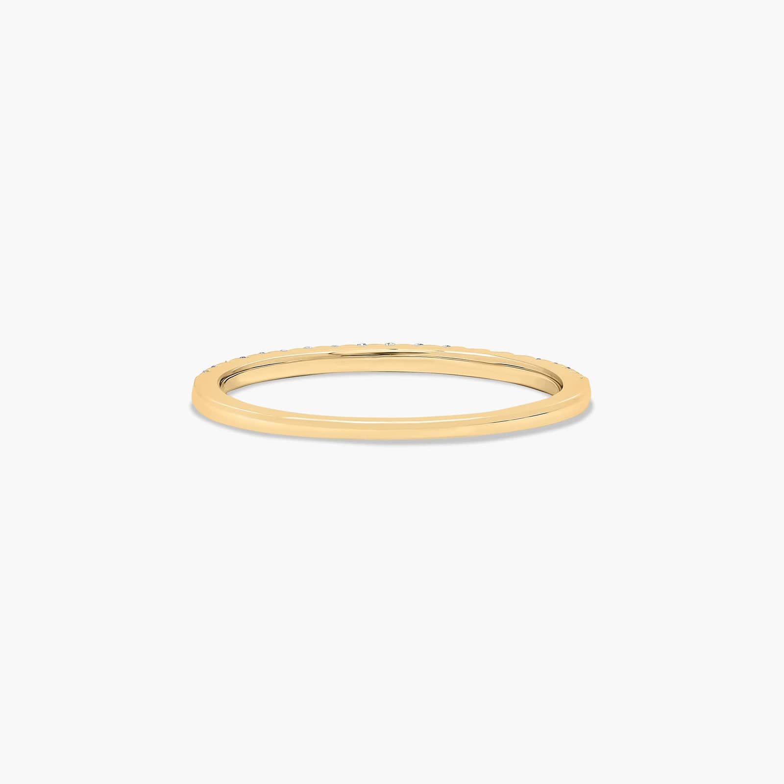 Petite Pavé Diamond Wedding Ring In 14K Yellow Gold (1.20mm)