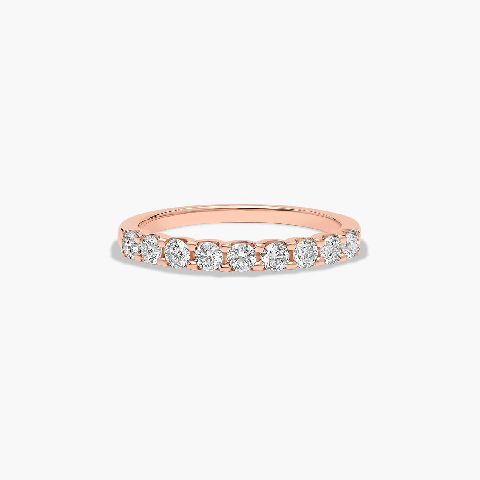 Shared Prong Nine Stone Contour Diamond Wedding Ring In 14K Rose Gold (2.50mm)