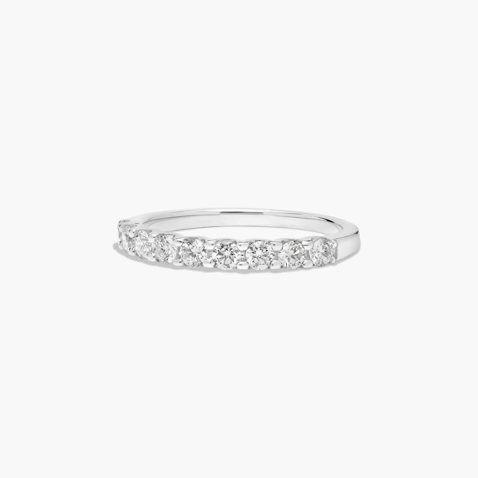 Shared Prong Nine Stone Contour Diamond Wedding Ring In 14K White Gold (2.50mm)
