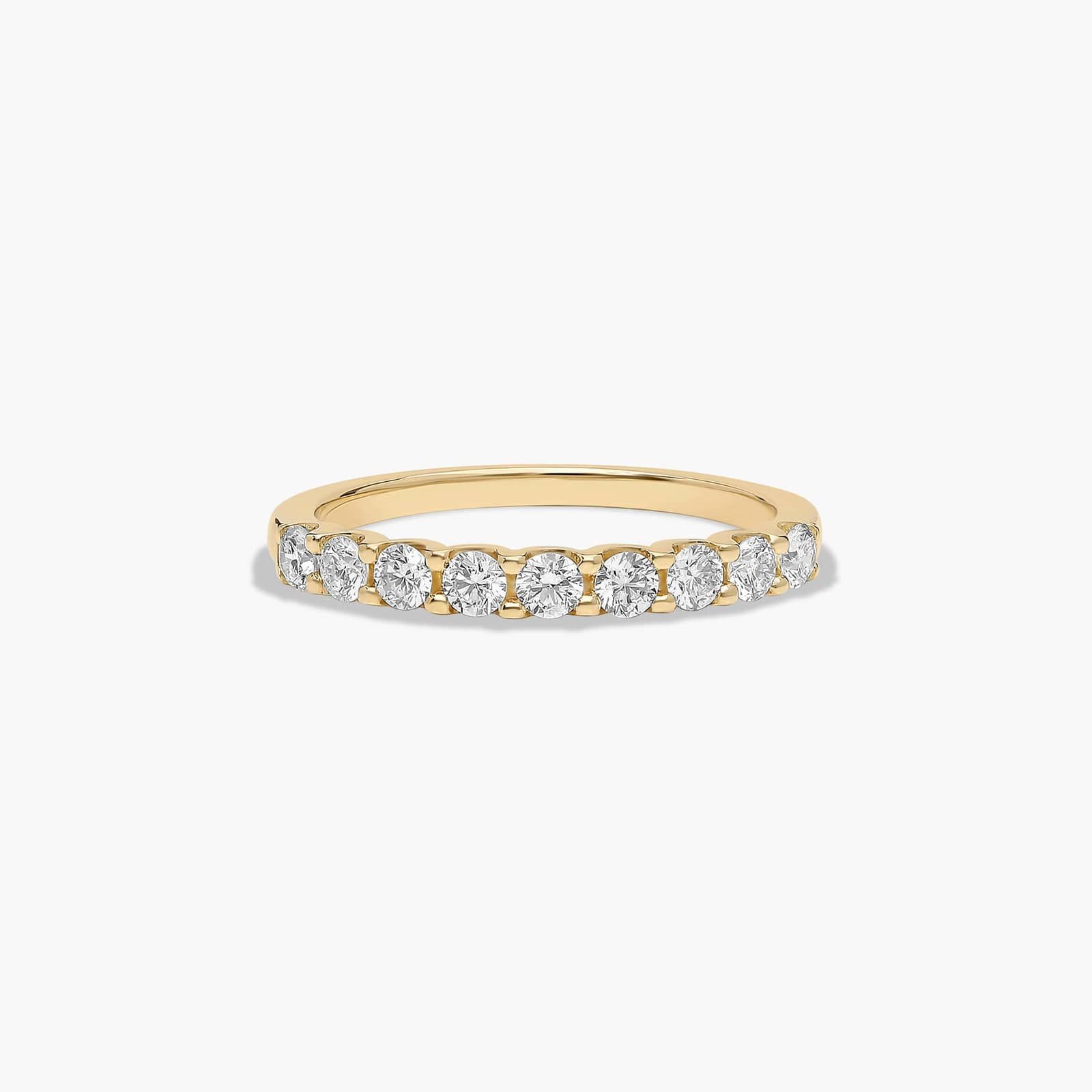 Shared Prong Nine Stone Contour Diamond Wedding Ring In 14K Yellow Gold (2.50mm)