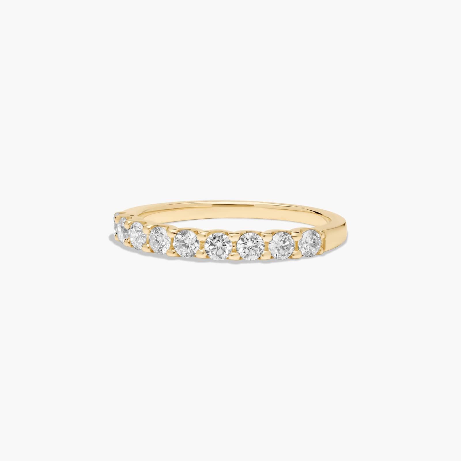 Shared Prong Nine Stone Contour Diamond Wedding Ring In 14K Yellow Gold (2.50mm)