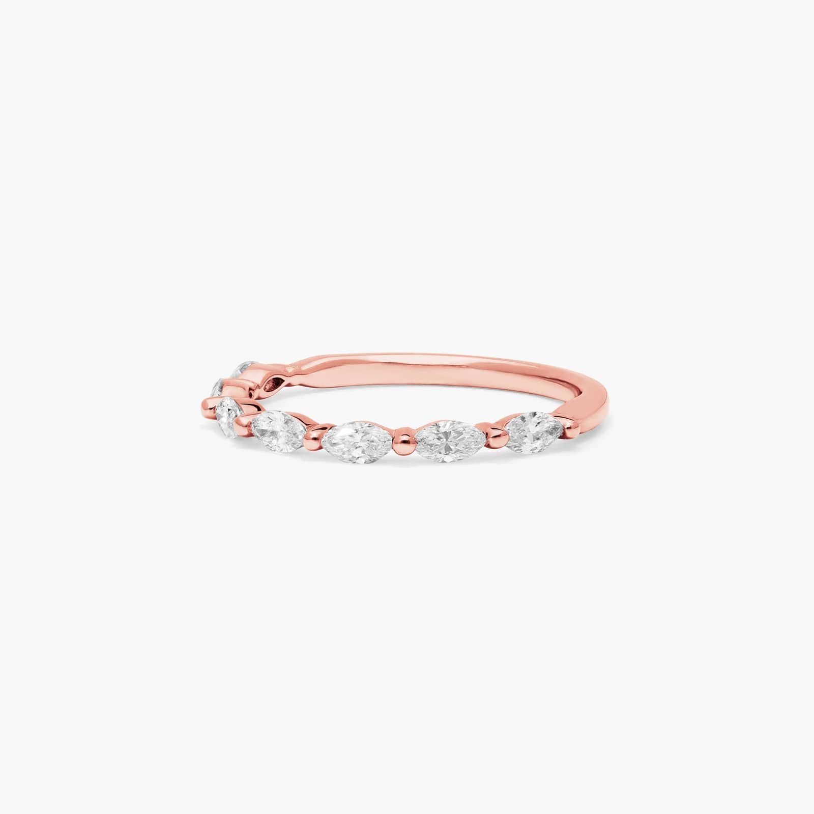 Row Wedding Ring With Marquise Cut Diamonds In 14K Rose Gold (1.70mm)
