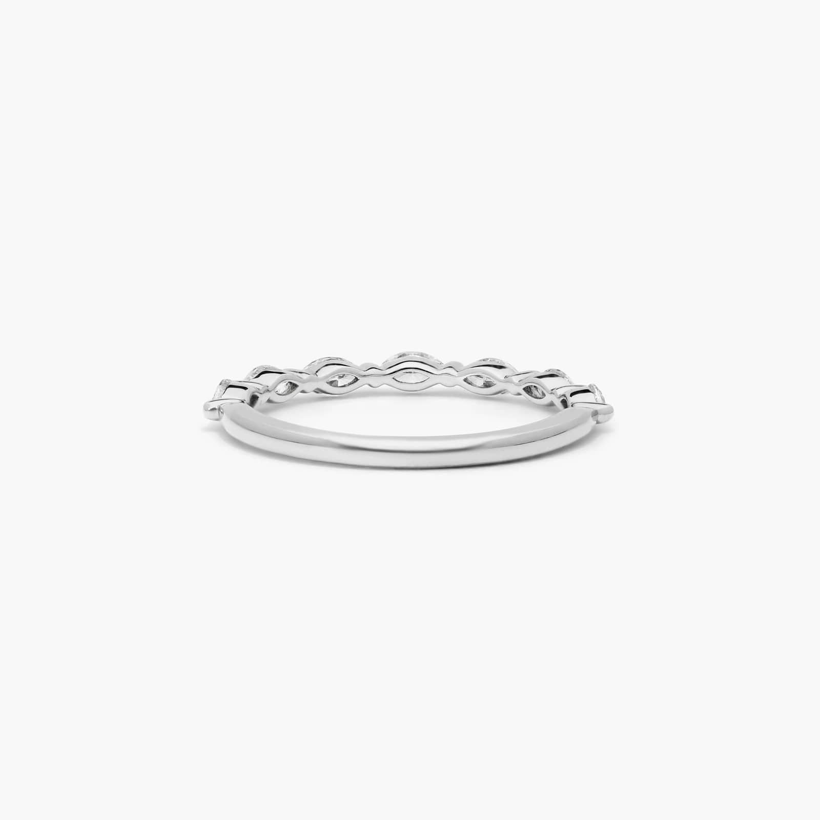 Row Wedding Ring With Marquise Cut Diamonds In 14K White Gold (1.70mm)