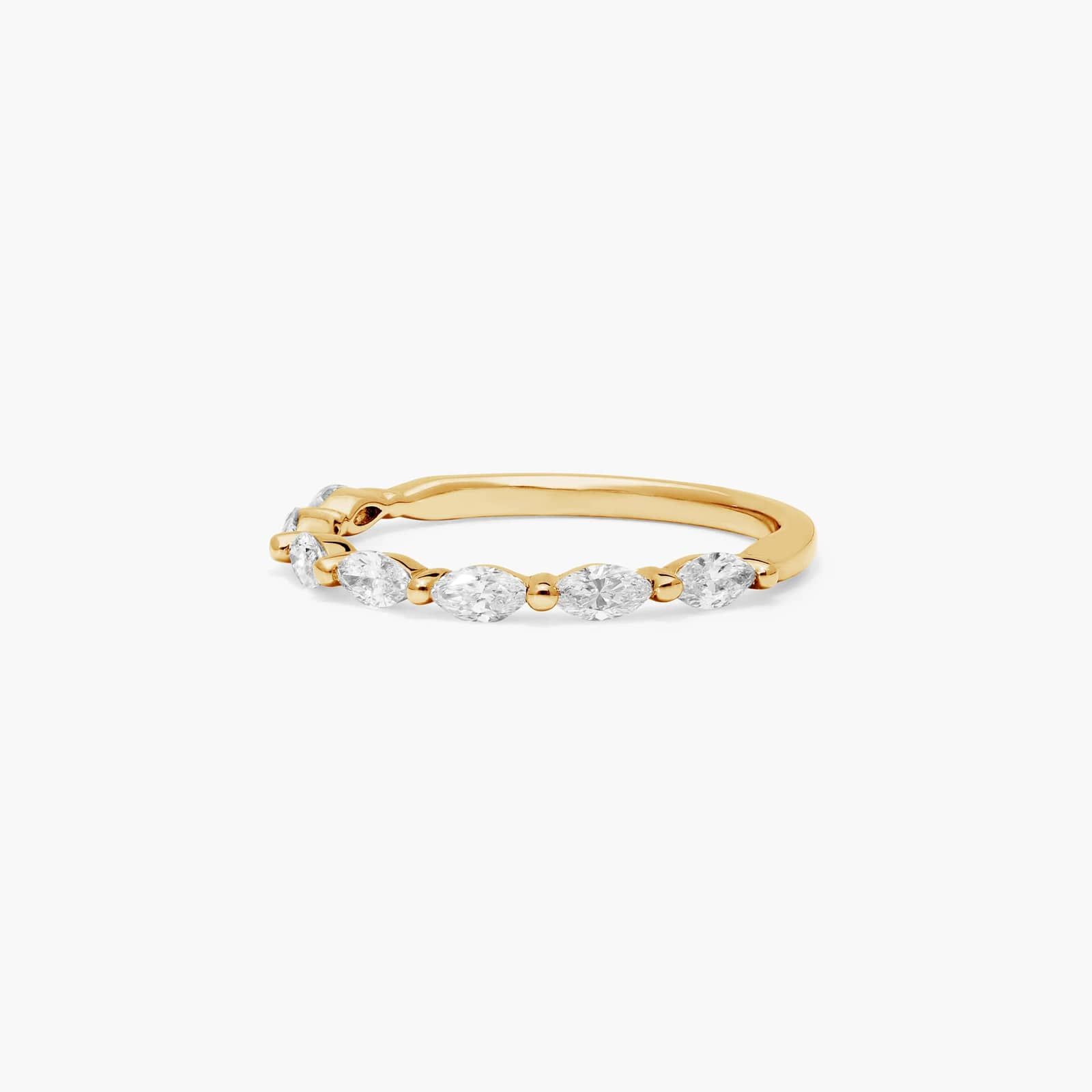 Row Wedding Ring With Marquise Cut Diamonds In 14K Yellow Gold (1.70mm)