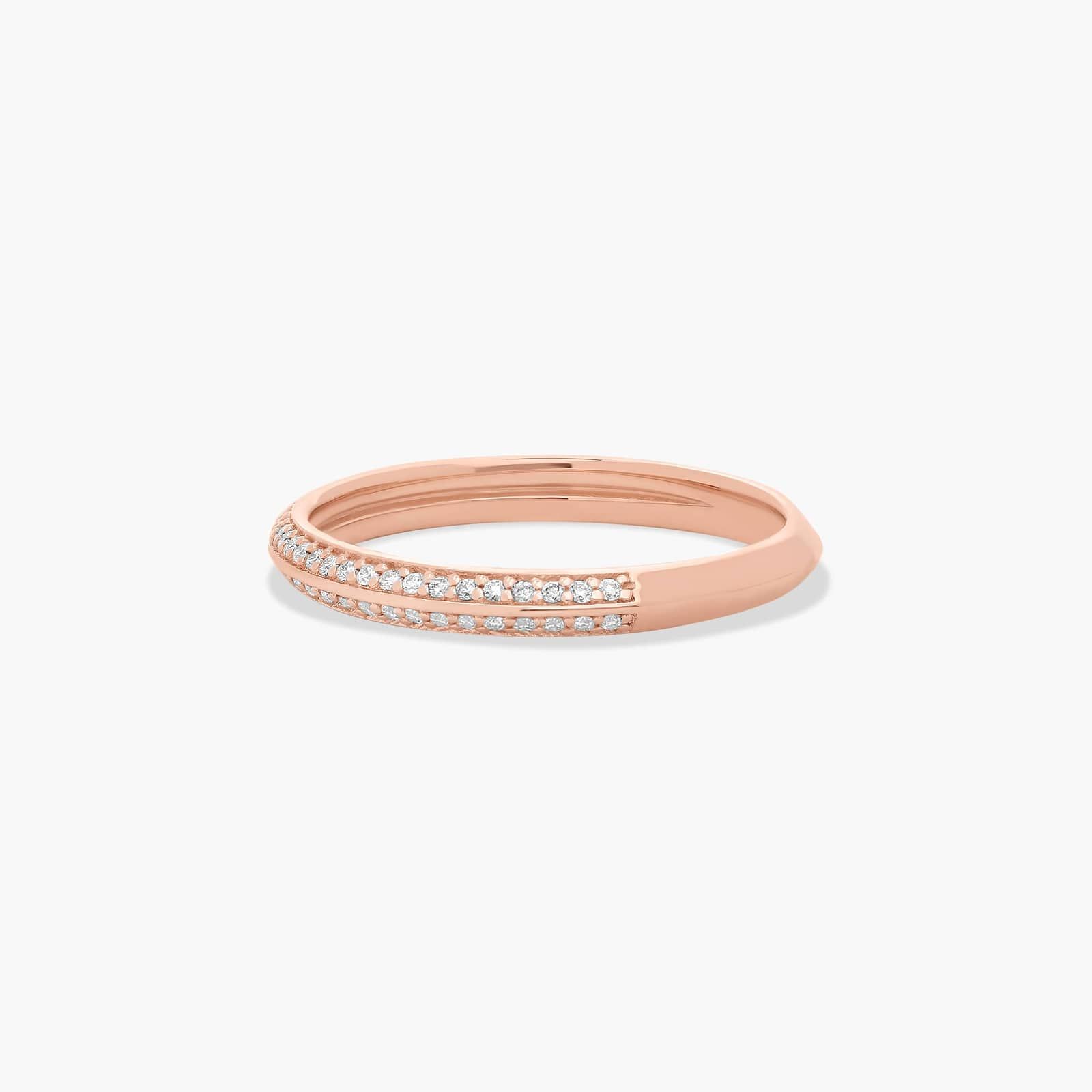 Pavé Knife Edge Diamond Wedding Ring In 14K Rose Gold (2.50mm)