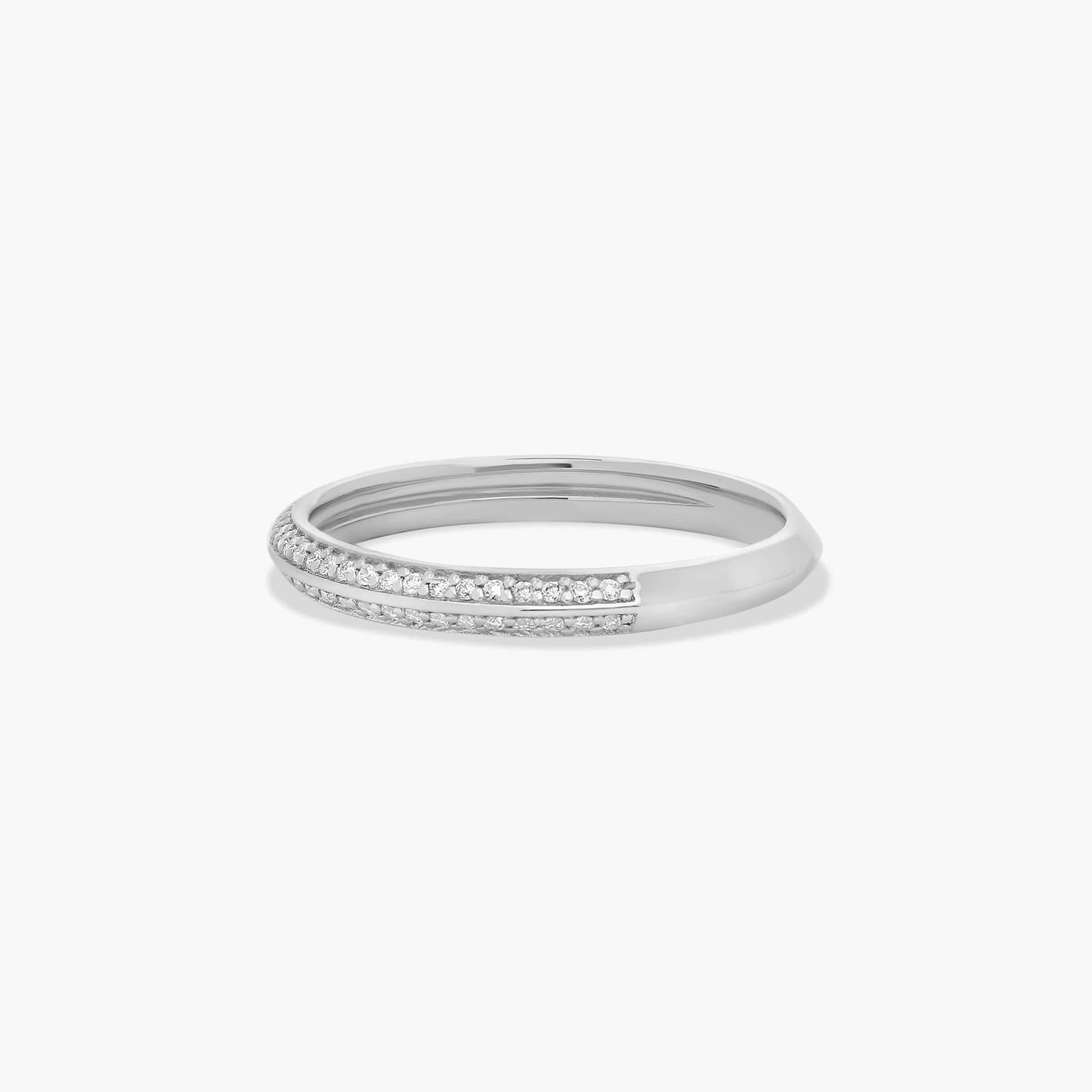 Pavé Knife Edge Diamond Wedding Ring In 14K White Gold (2.50mm)