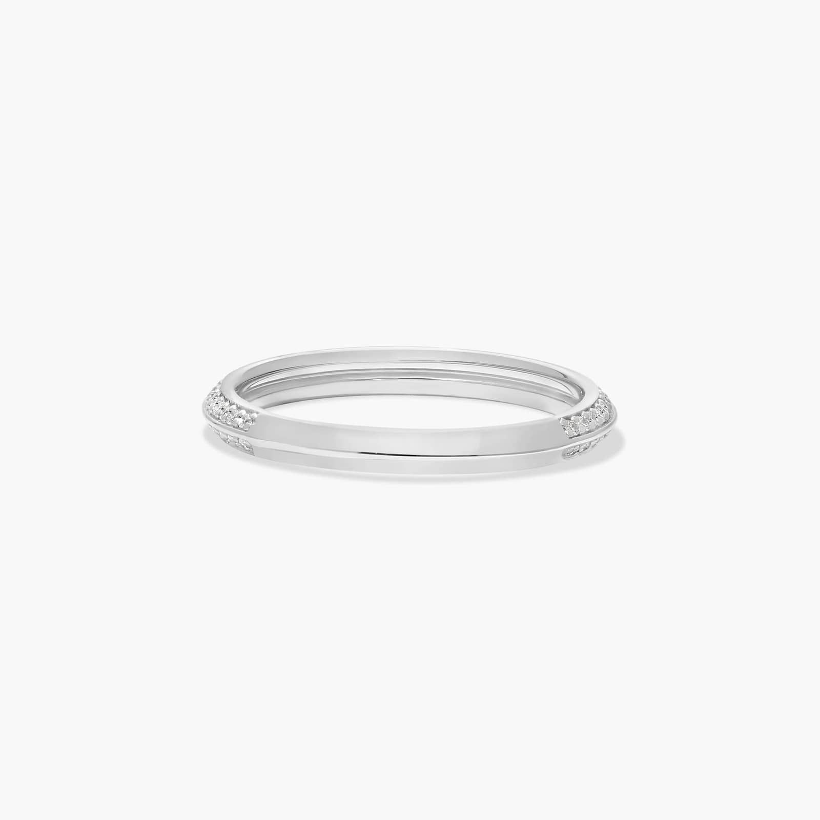 Pavé Knife Edge Diamond Wedding Ring In 14K White Gold (2.50mm)