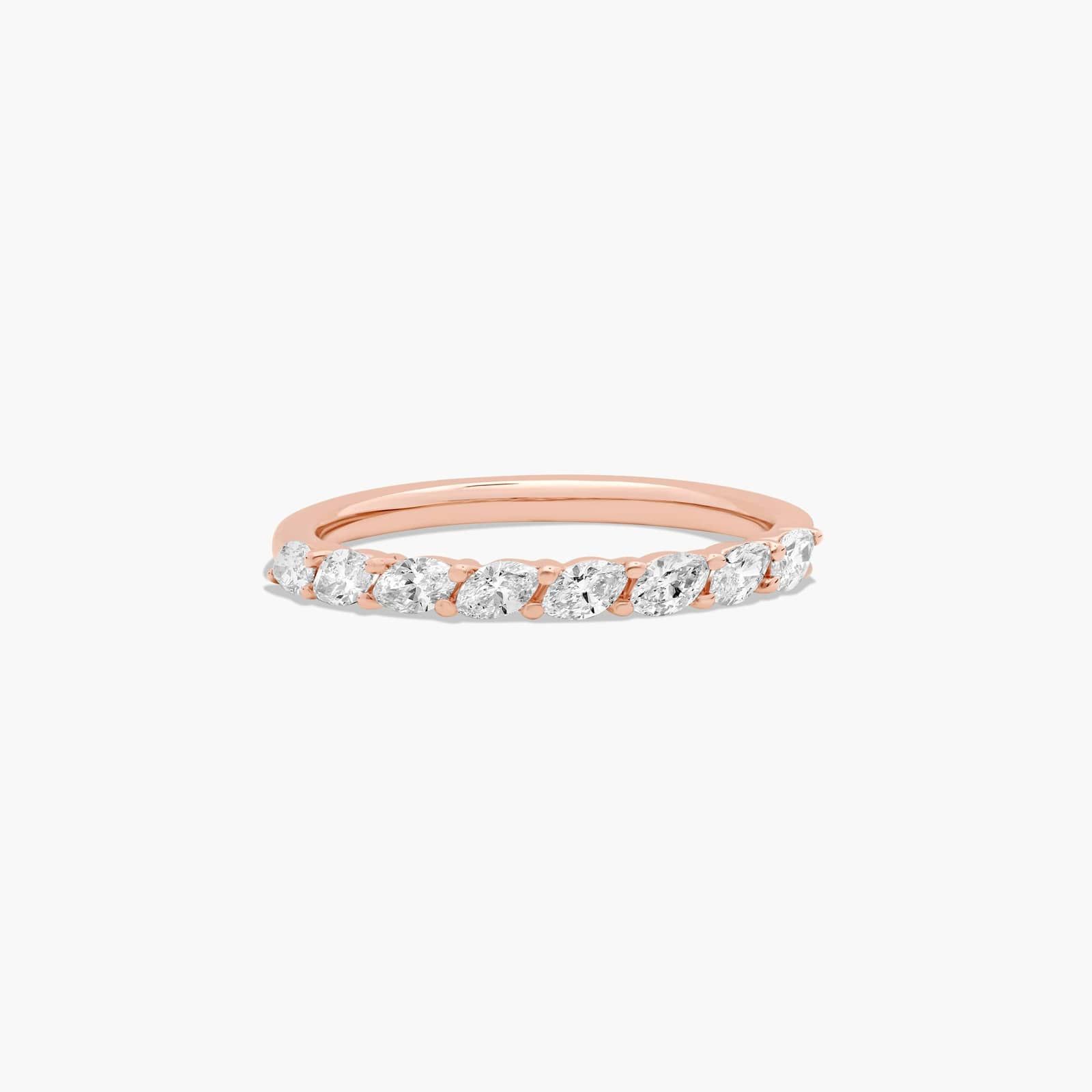 Drifting Wedding Ring With Marquise Cut Diamonds In 14K Rose Gold (2.00mm)