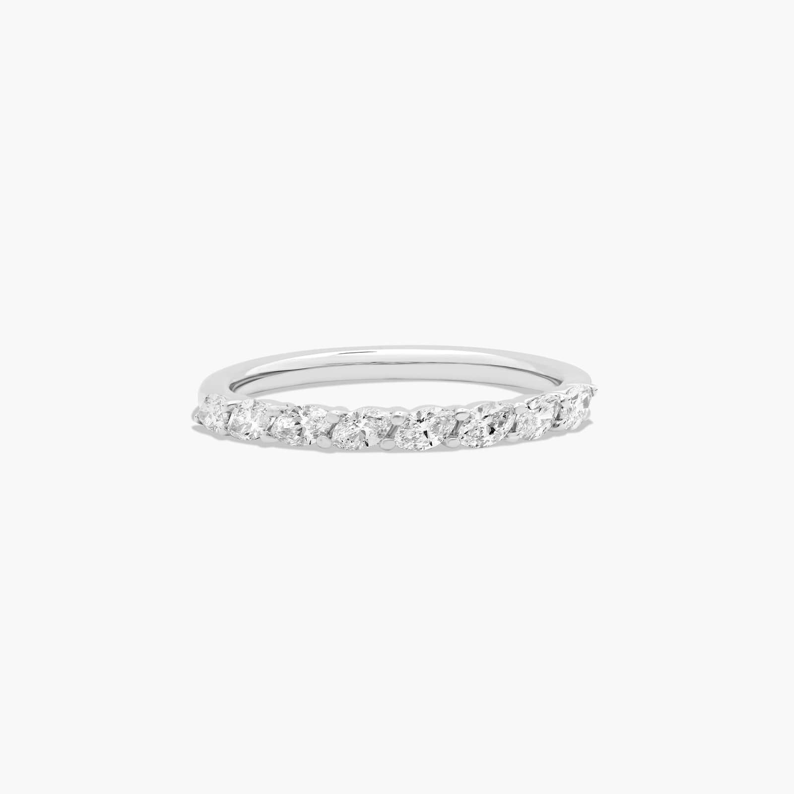 Drifting Wedding Ring With Marquise Cut Diamonds In 14K White Gold (2.00mm)