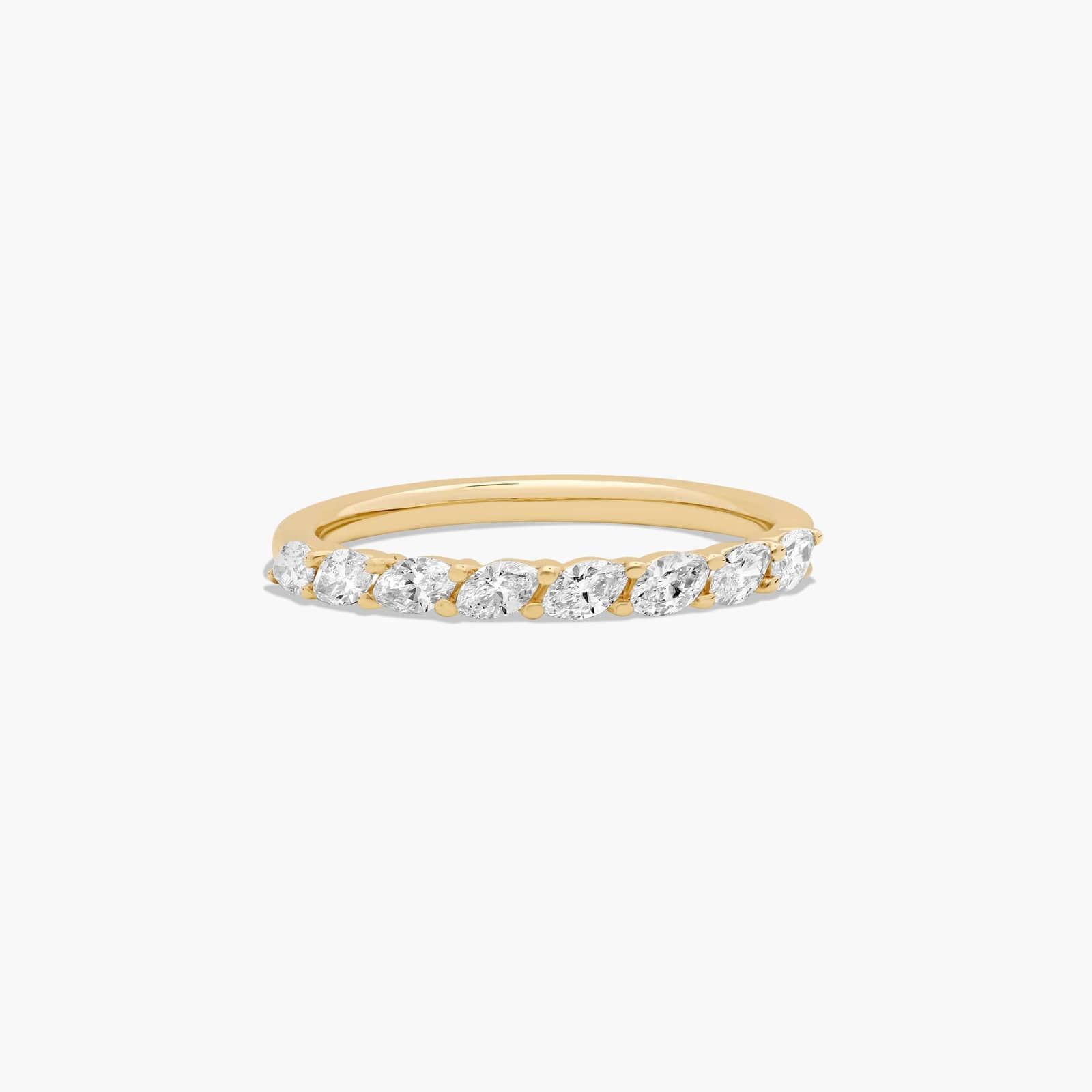 Drifting Wedding Ring With Marquise Cut Diamonds In 14K Yellow Gold (2.00mm)