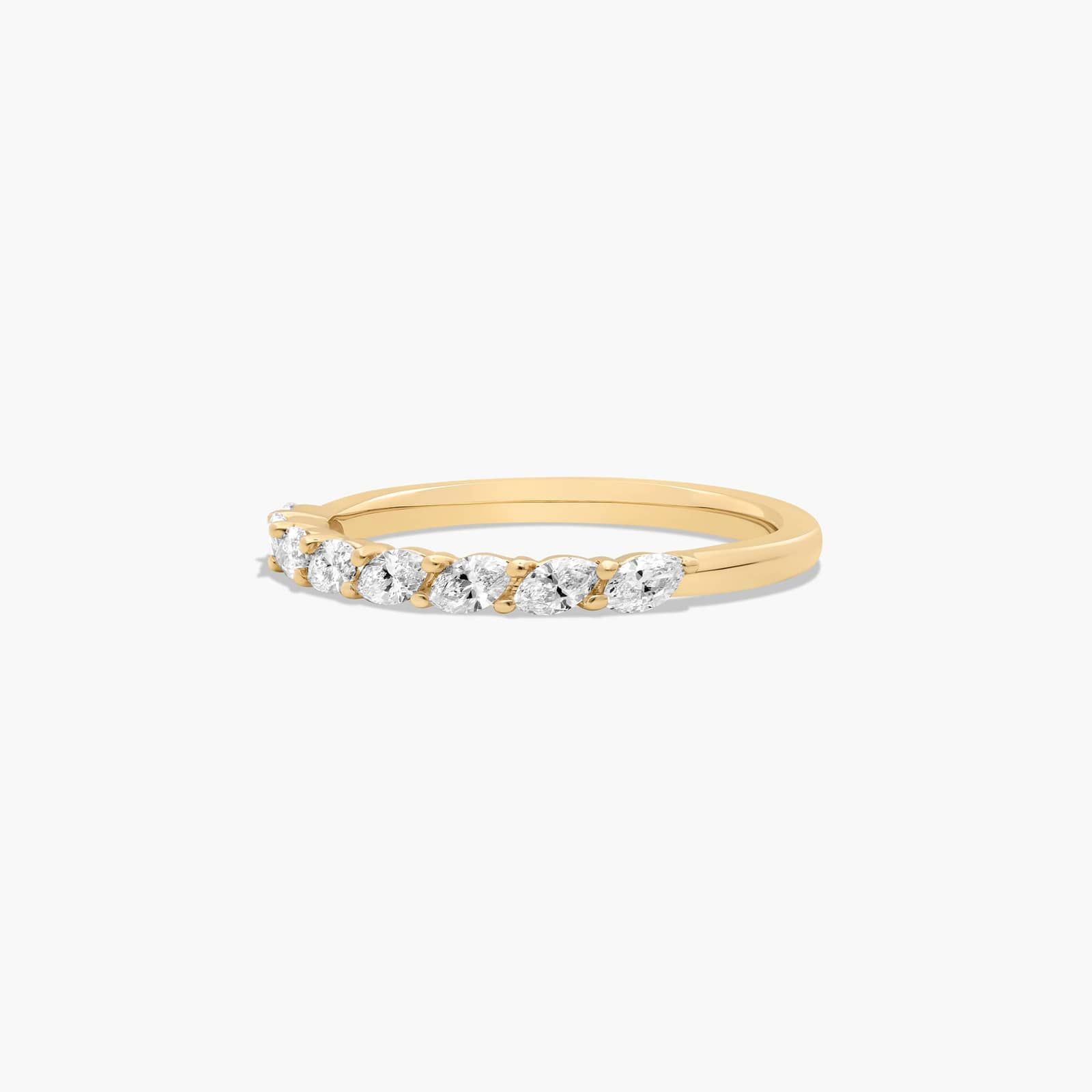Drifting Wedding Ring With Marquise Cut Diamonds In 14K Yellow Gold (2.00mm)