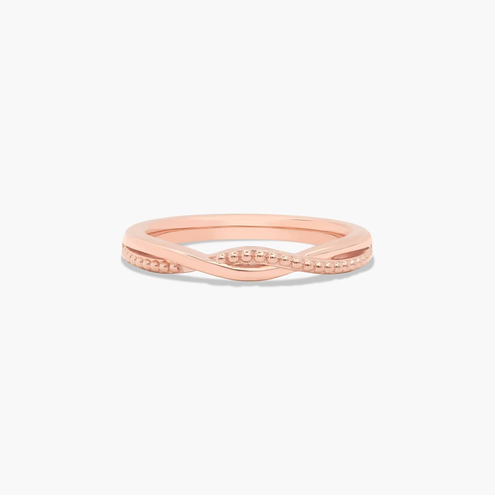 Vintage Ribbon Diamond Wedding Ring In 14K Rose Gold (2.00mm)