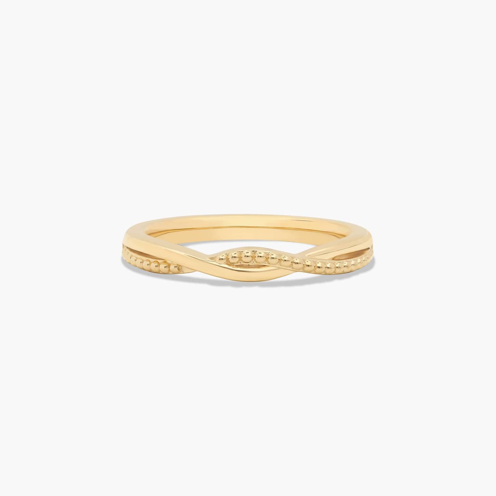 Vintage Ribbon Diamond Wedding Ring In 14K Yellow Gold (2.00mm)