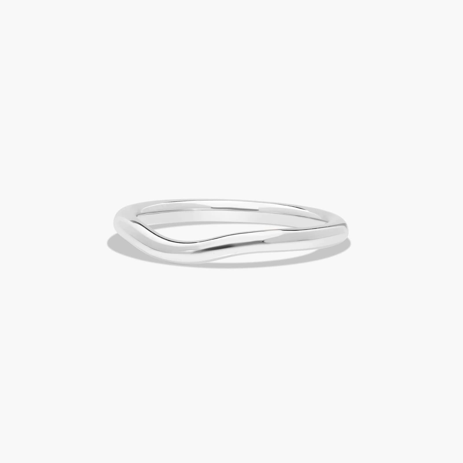 Curved Wedding Ring In 18K White Gold (2.00mm)