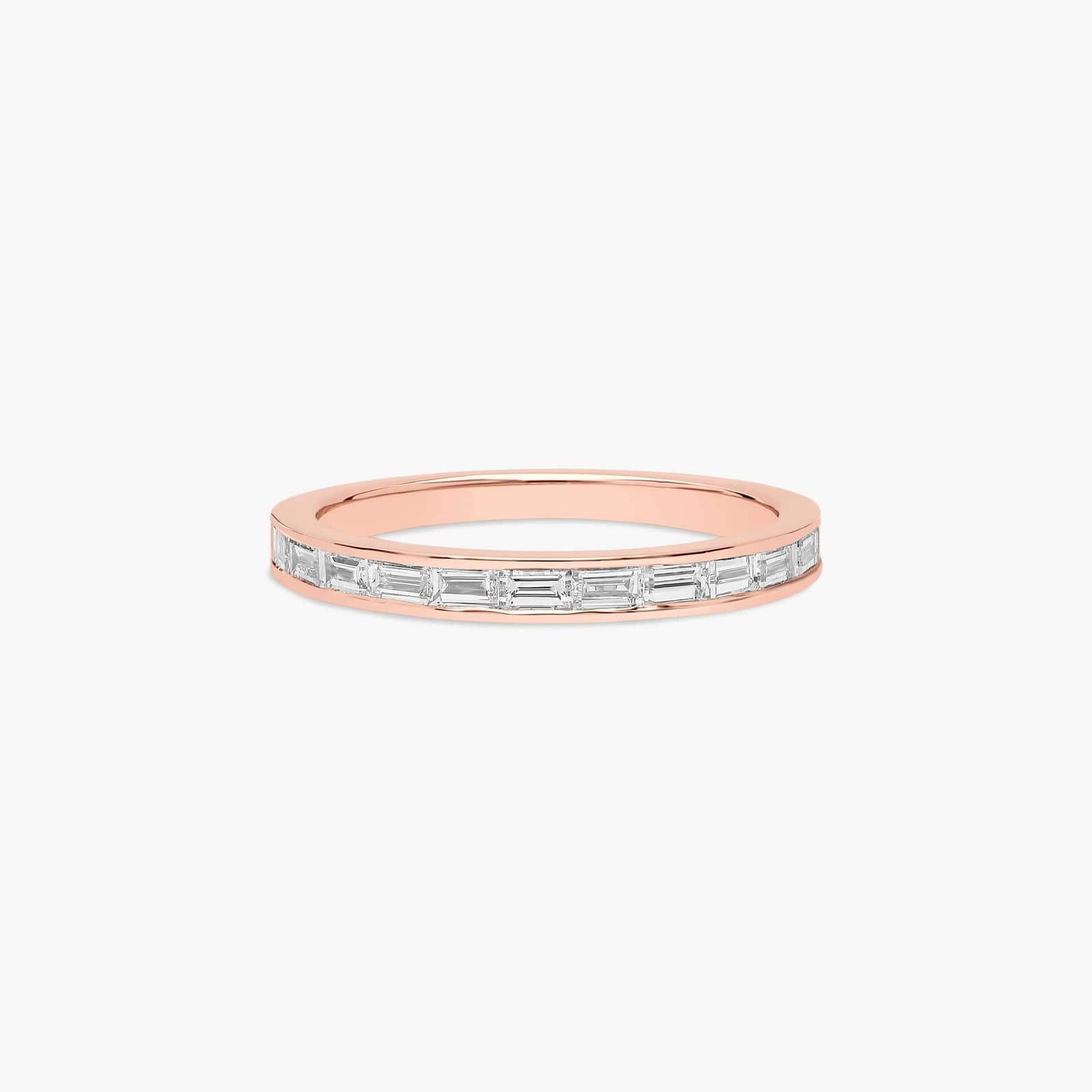 Line Diamond Wedding Ring In 14K Rose Gold (2.50mm)