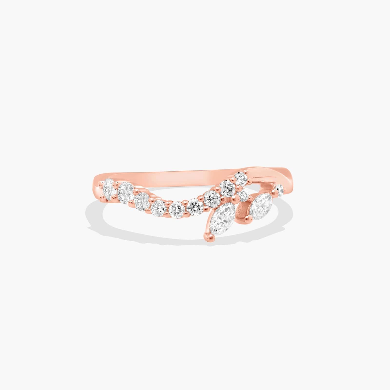 Pavé and Marquise Diamond Wedding Ring In 14K Rose Gold (1.50mm)