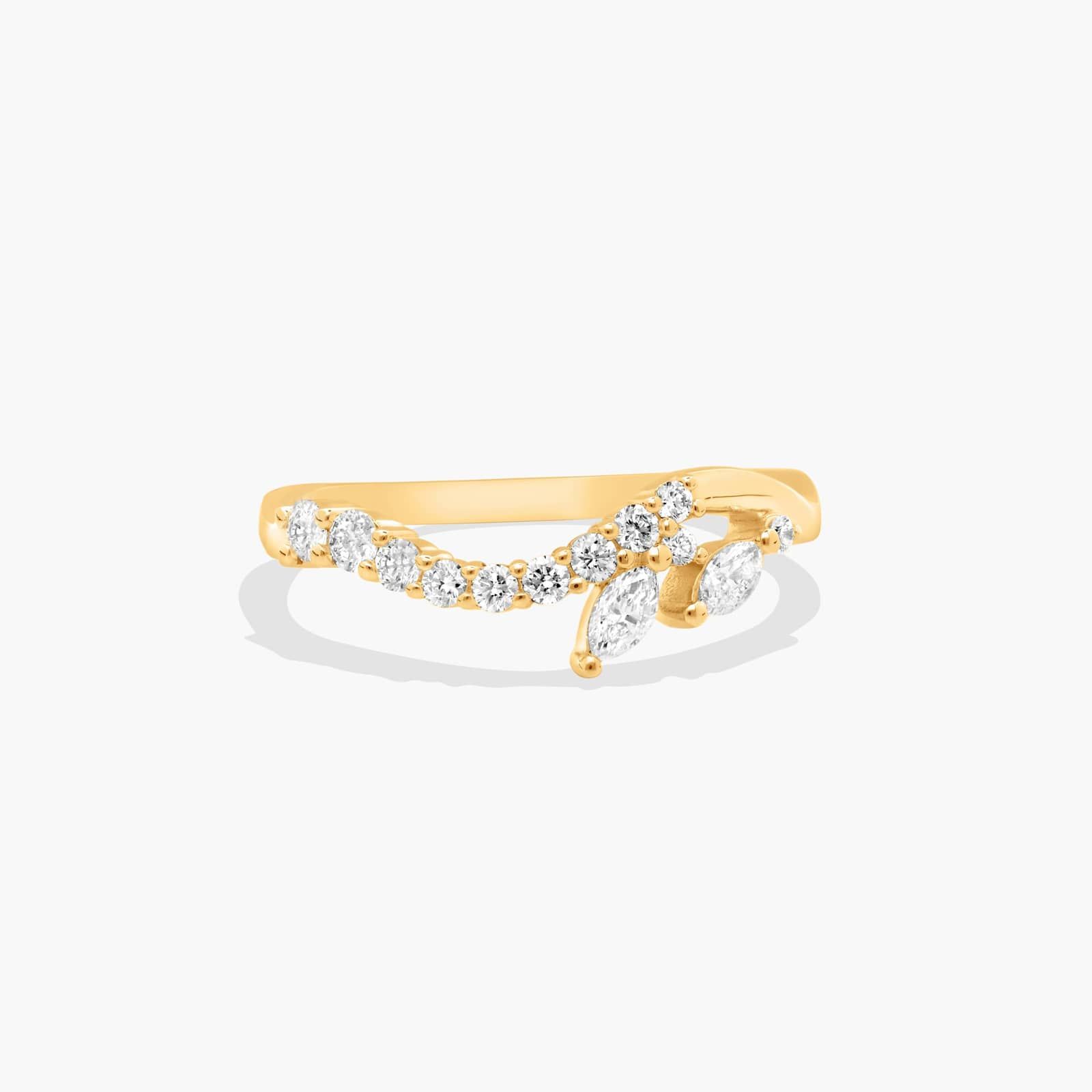 Pavé and Marquise Diamond Wedding Ring In 14K Yellow Gold (1.50mm)