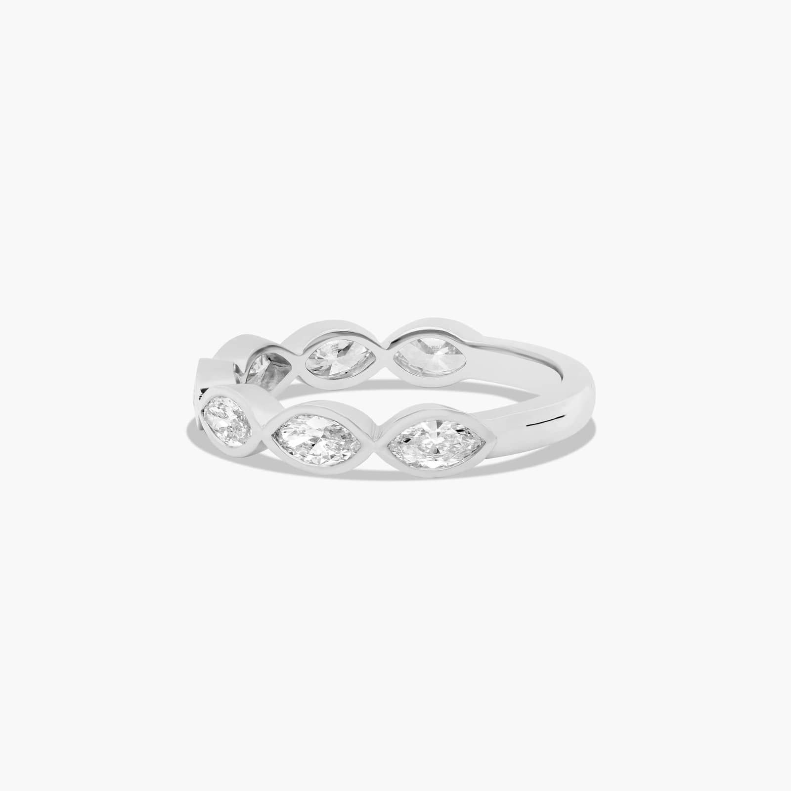 Bezel Set Wedding Ring With Marquise Cut Diamonds In 14K White Gold (2.00mm)