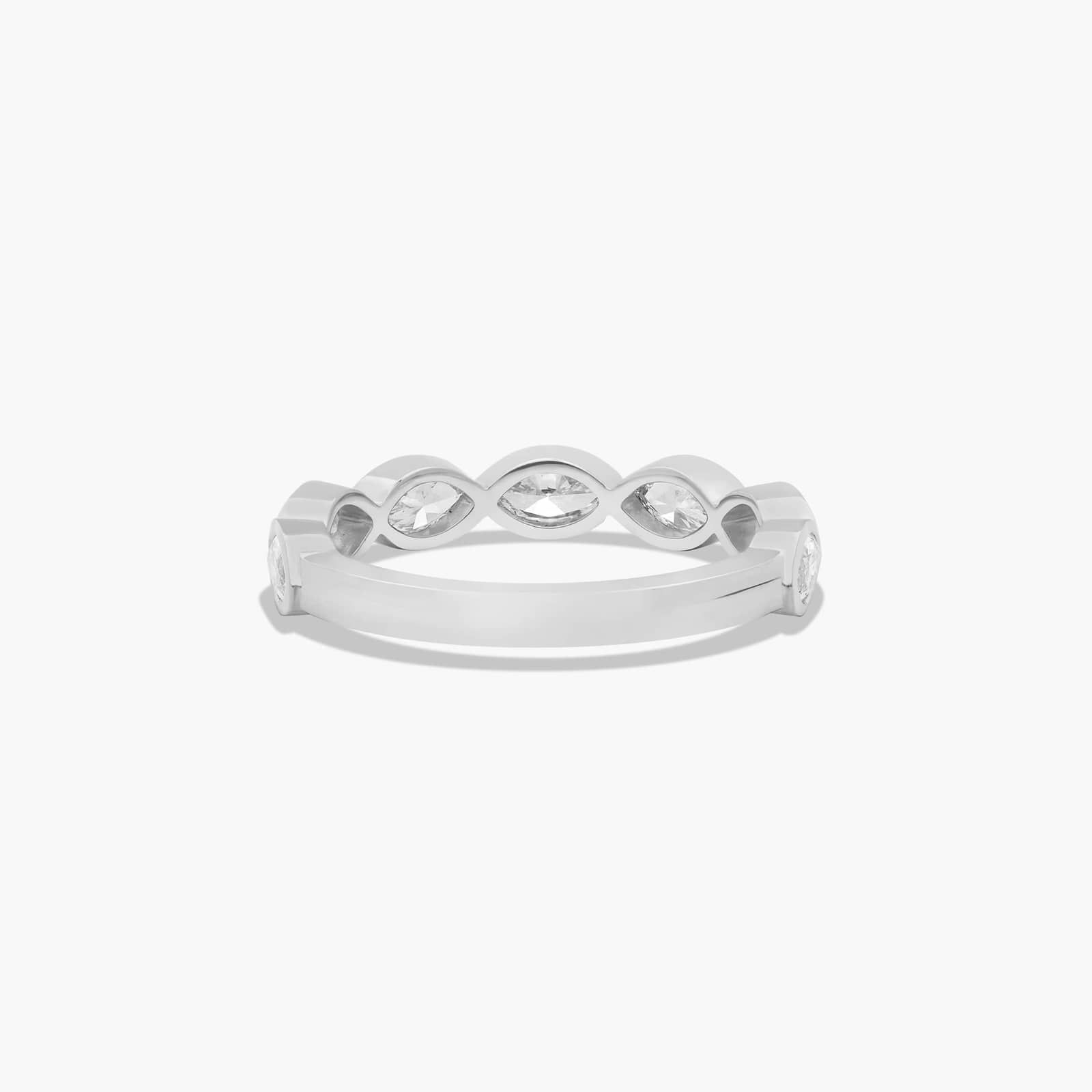 Bezel Set Wedding Ring With Marquise Cut Diamonds In 14K White Gold (2.00mm)