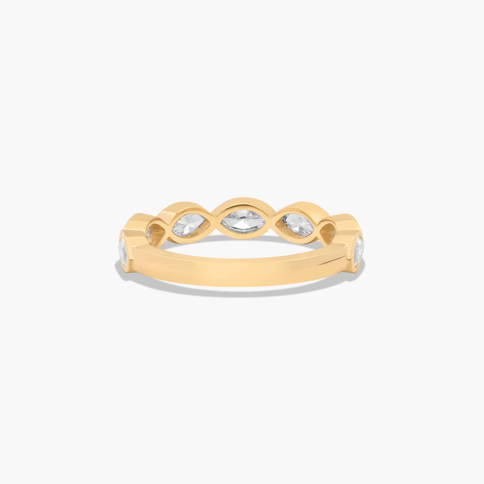 Bezel Set Wedding Ring With Marquise Cut Diamonds In 14K Yellow Gold (2.00mm)