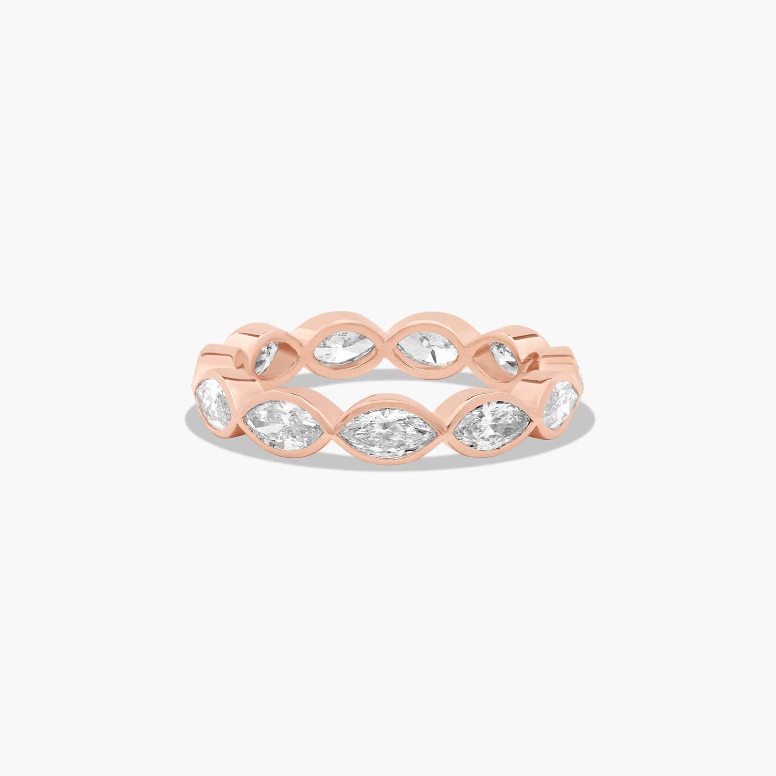 Bezel Set Eternity Ring With Marquise Cut Diamonds In 14K Rose Gold (4.00mm)