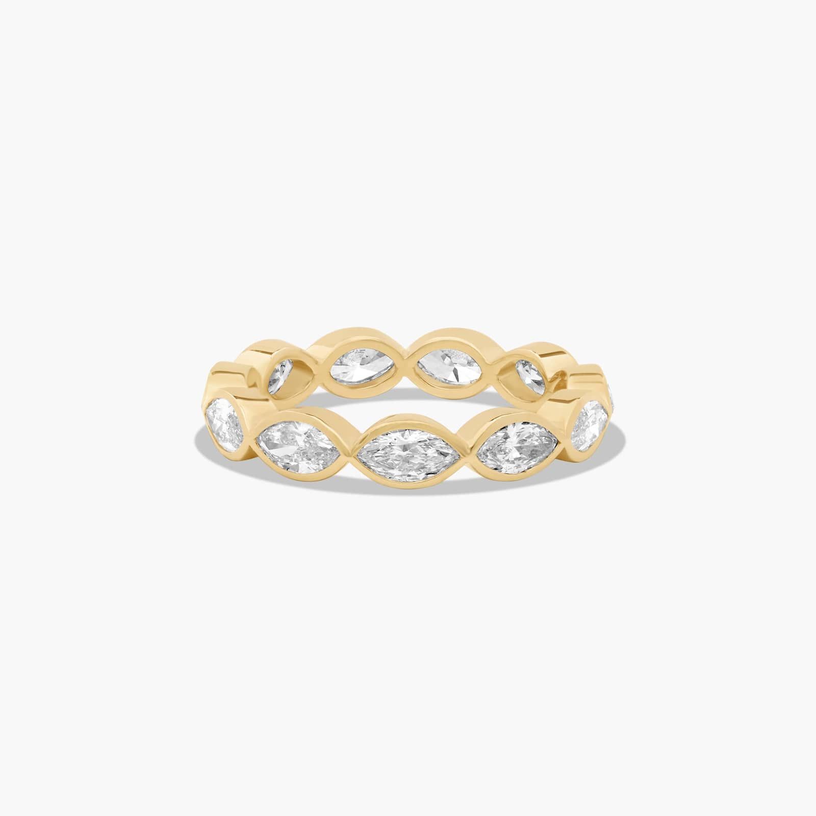 Bezel Set Eternity Ring With Marquise Cut Diamonds In 18K Yellow Gold (4.00mm)
