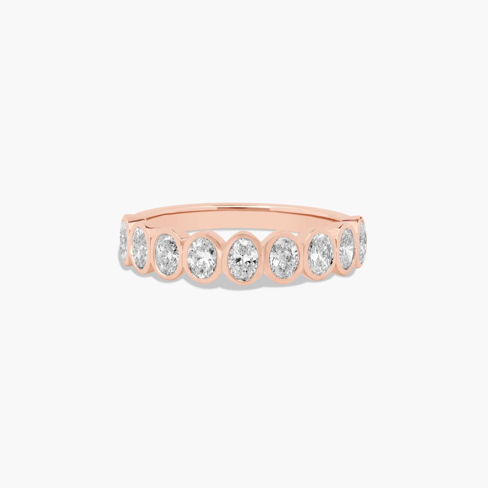 Bezel Set Wedding Ring With Oval Cut Diamonds In 14K Rose Gold (2.00mm)