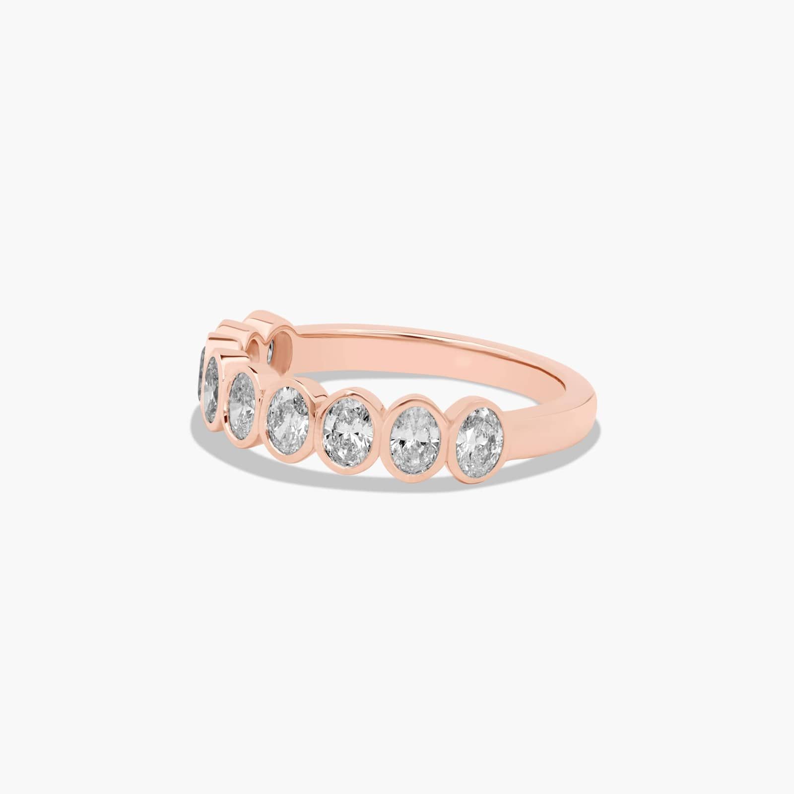 Bezel Set Wedding Ring With Oval Cut Diamonds In 14K Rose Gold (2.00mm)