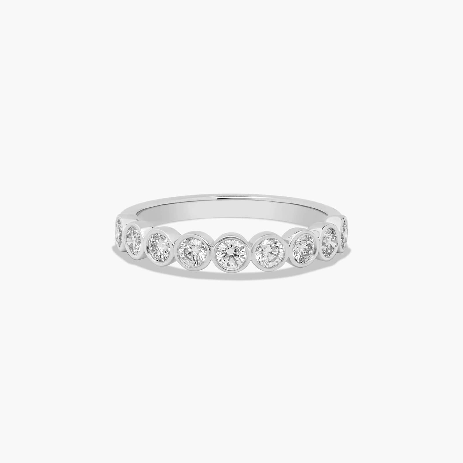 Bezel Set Wedding Ring With Round Diamonds In 18K White Gold (2.00mm)