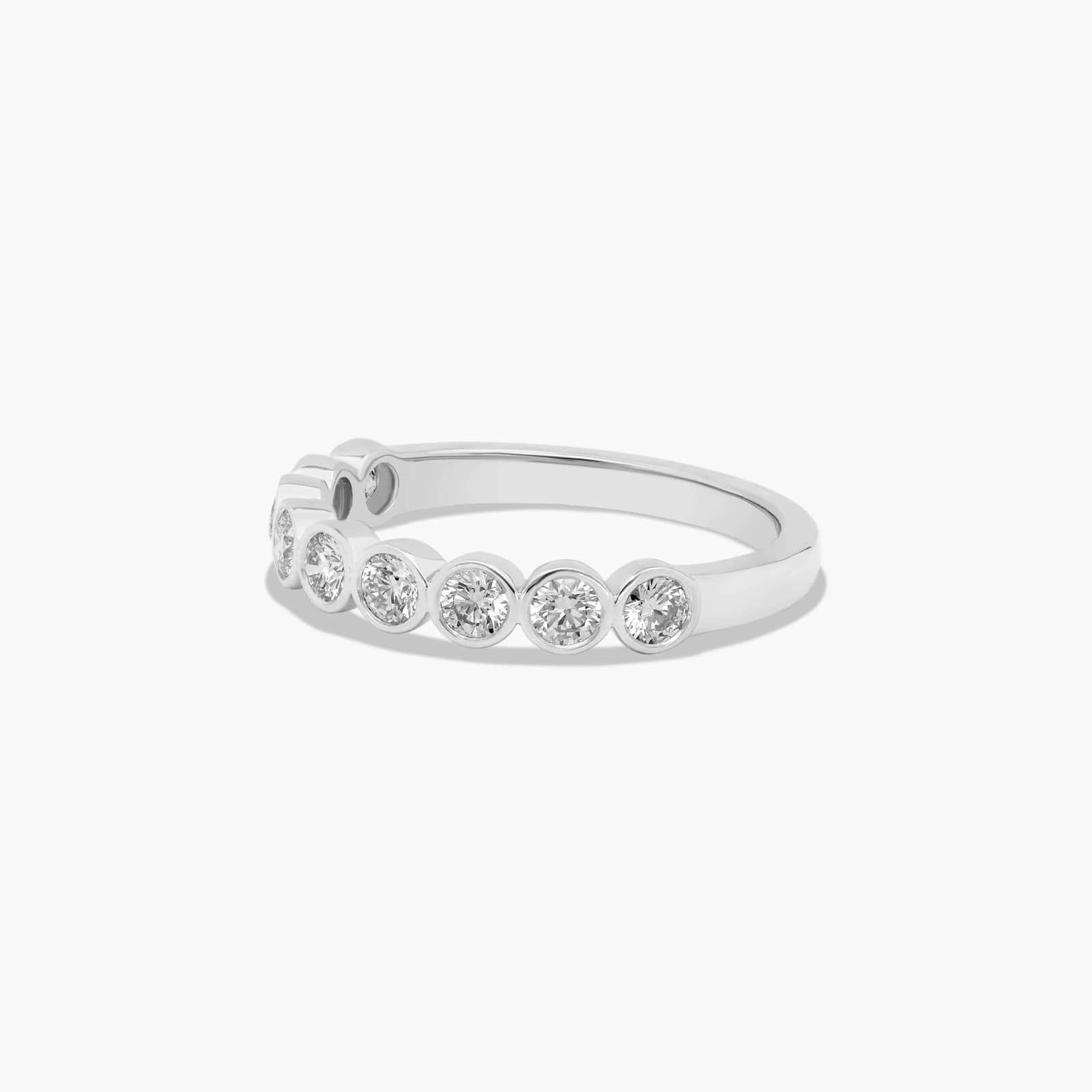 Bezel Set Wedding Ring With Round Diamonds In 18K White Gold (2.00mm)