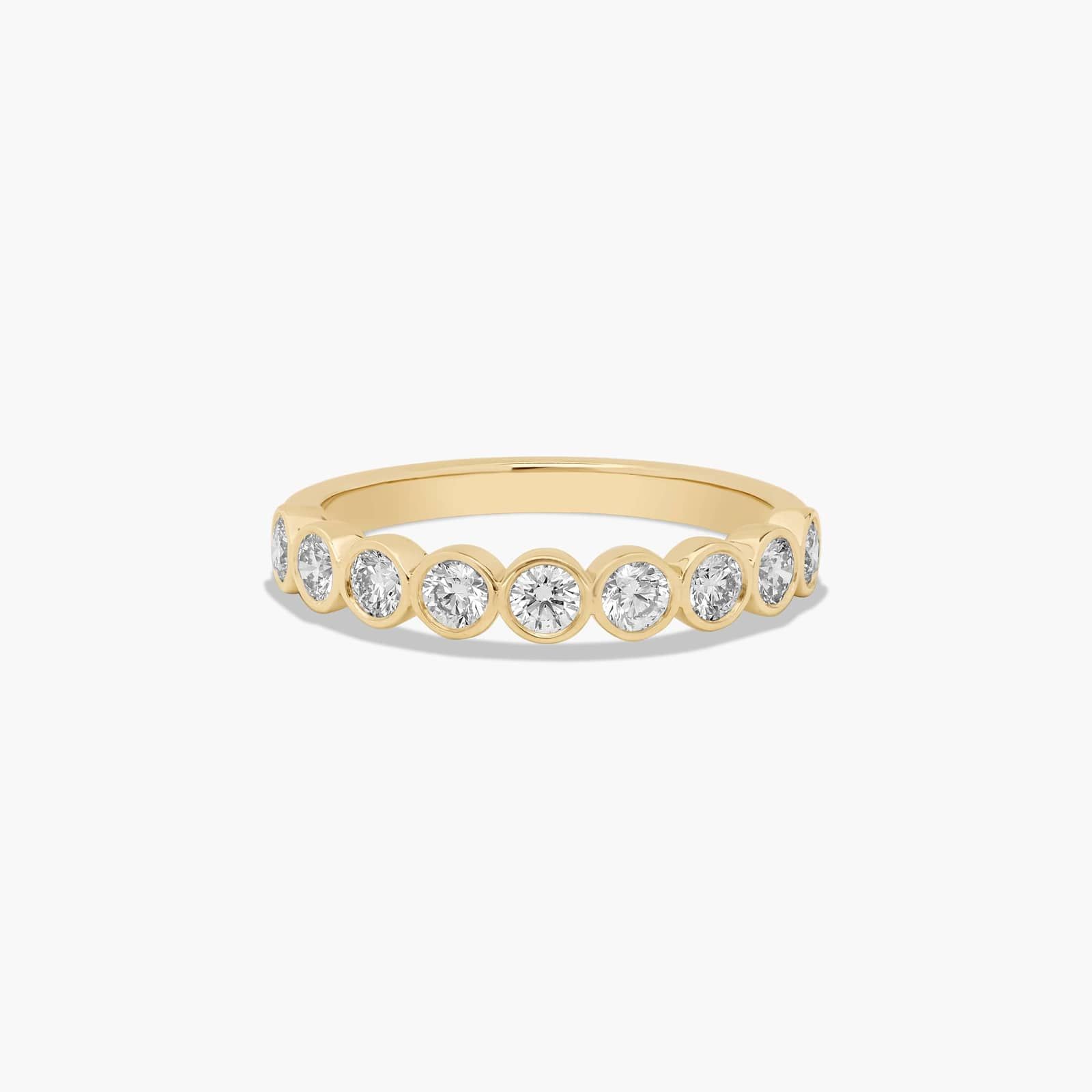 Bezel Set Wedding Ring With Round Diamonds In 18K Yellow Gold (2.00mm)