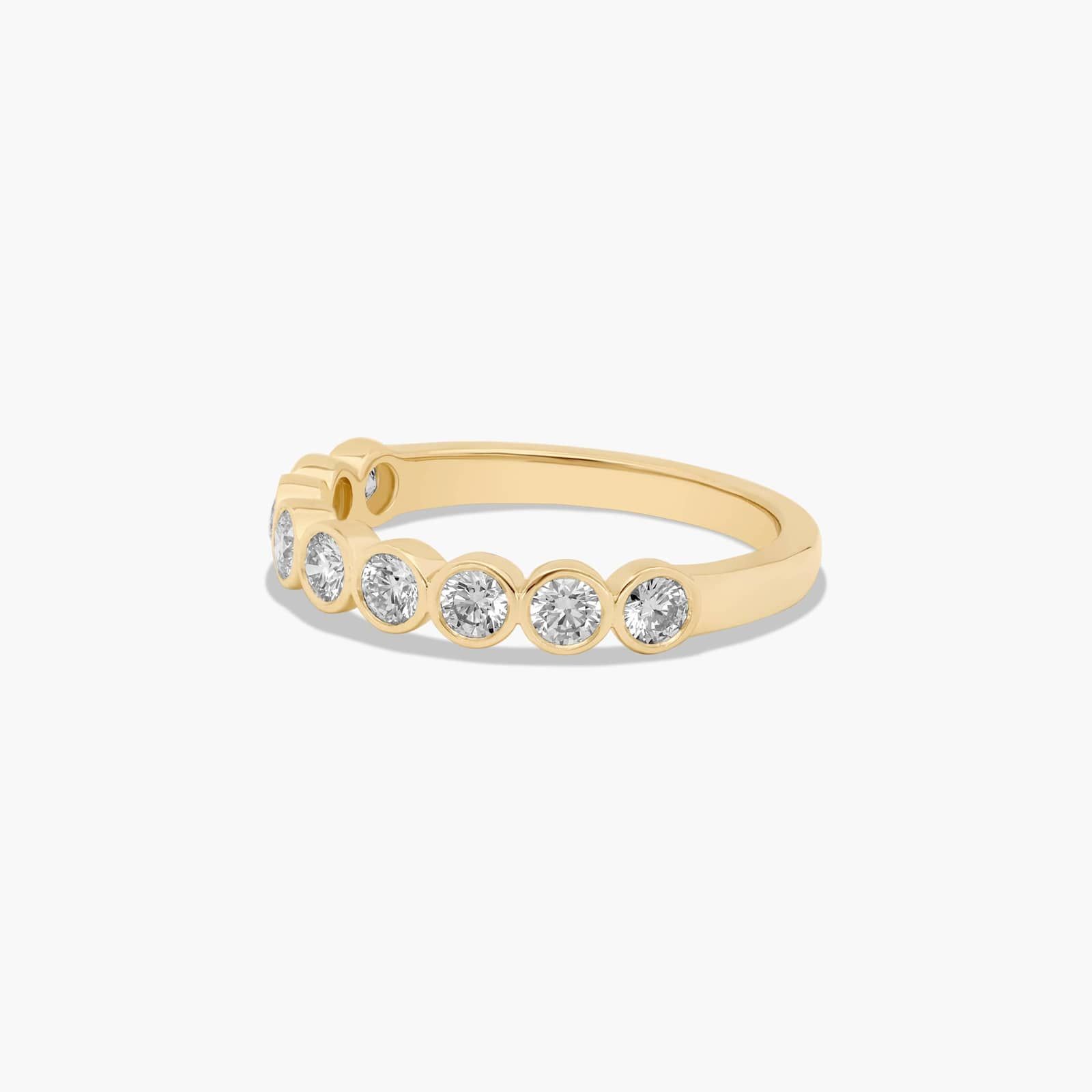 Bezel Set Wedding Ring With Round Diamonds In 18K Yellow Gold (2.00mm)