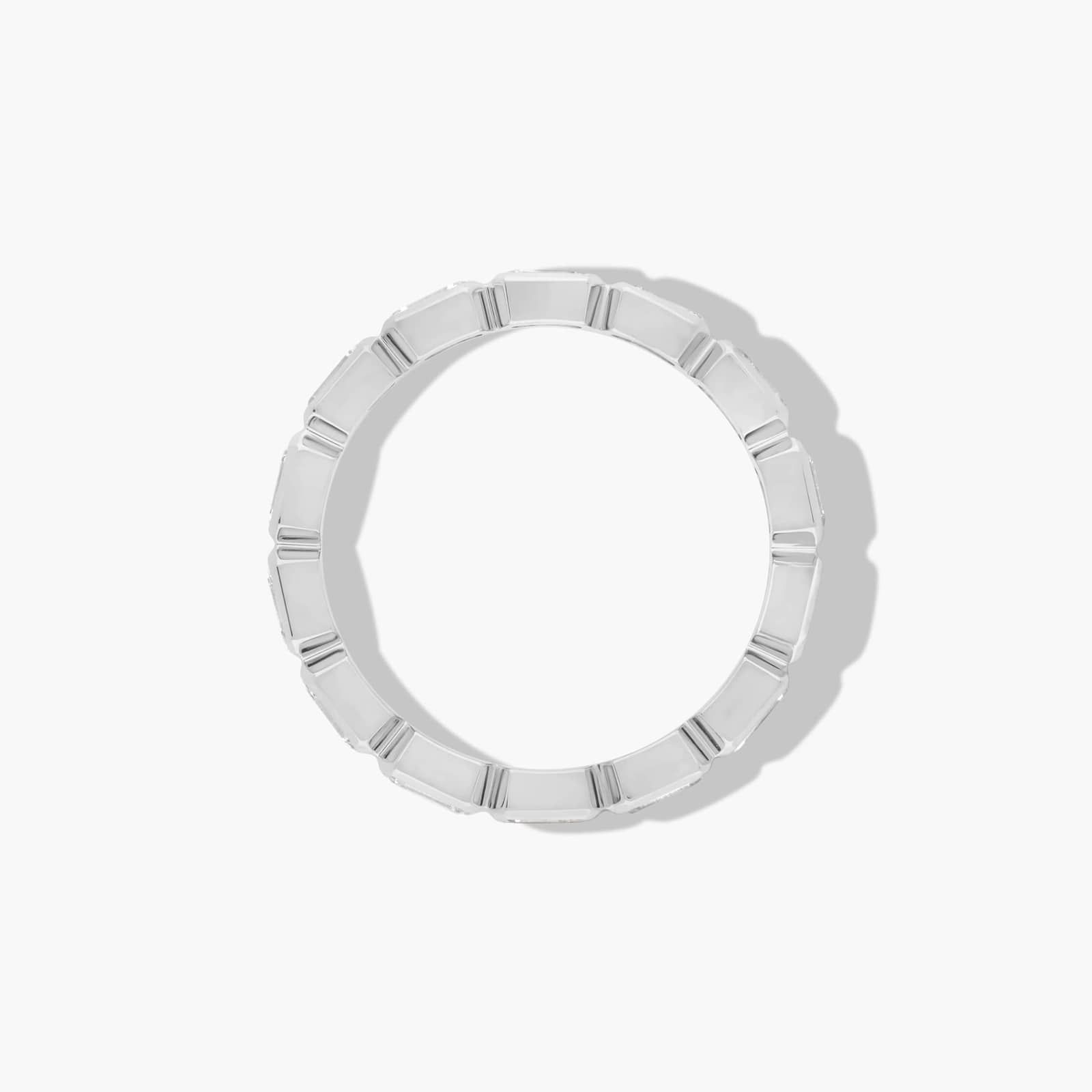 Bezel Set Eternity Ring With Emerald Cut Diamonds In 14K White Gold (3.50mm)