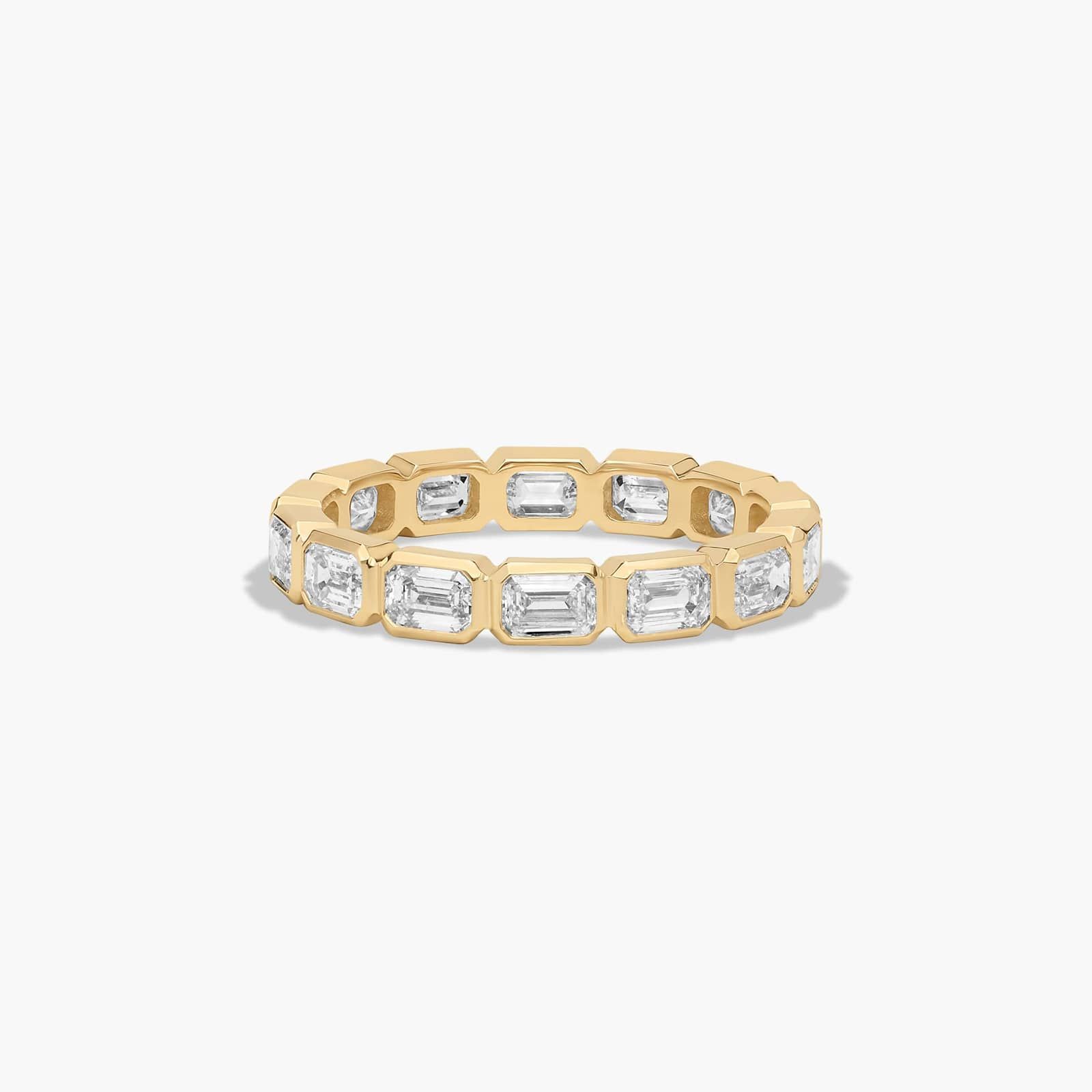 Bezel Set Eternity Ring With Emerald Cut Diamonds In 14K Yellow Gold (3.50mm)