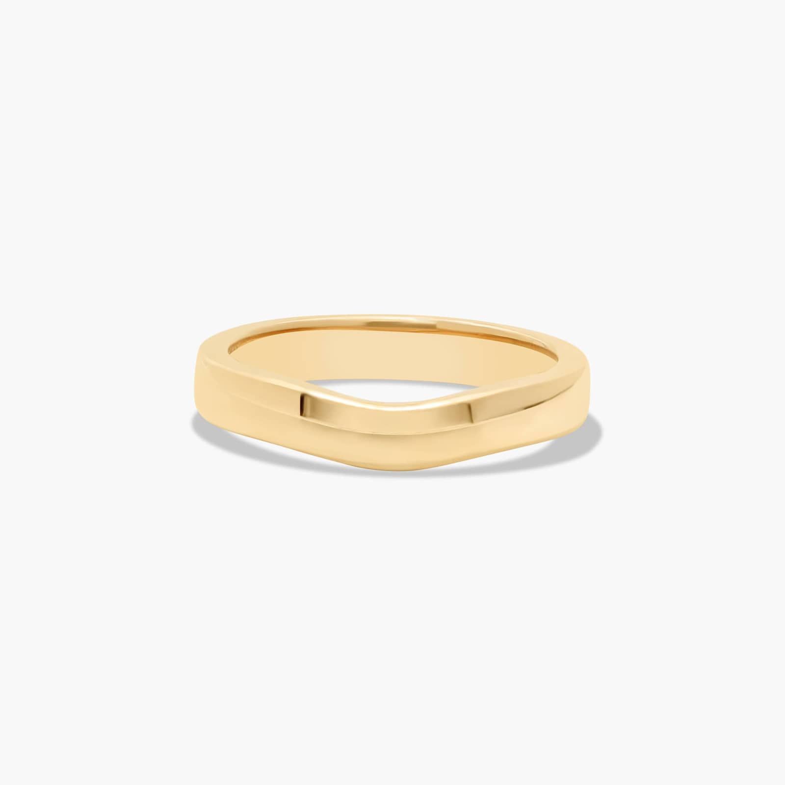 Cross Prong Thin Wedding Ring In 14K Yellow Gold (3.00mm)