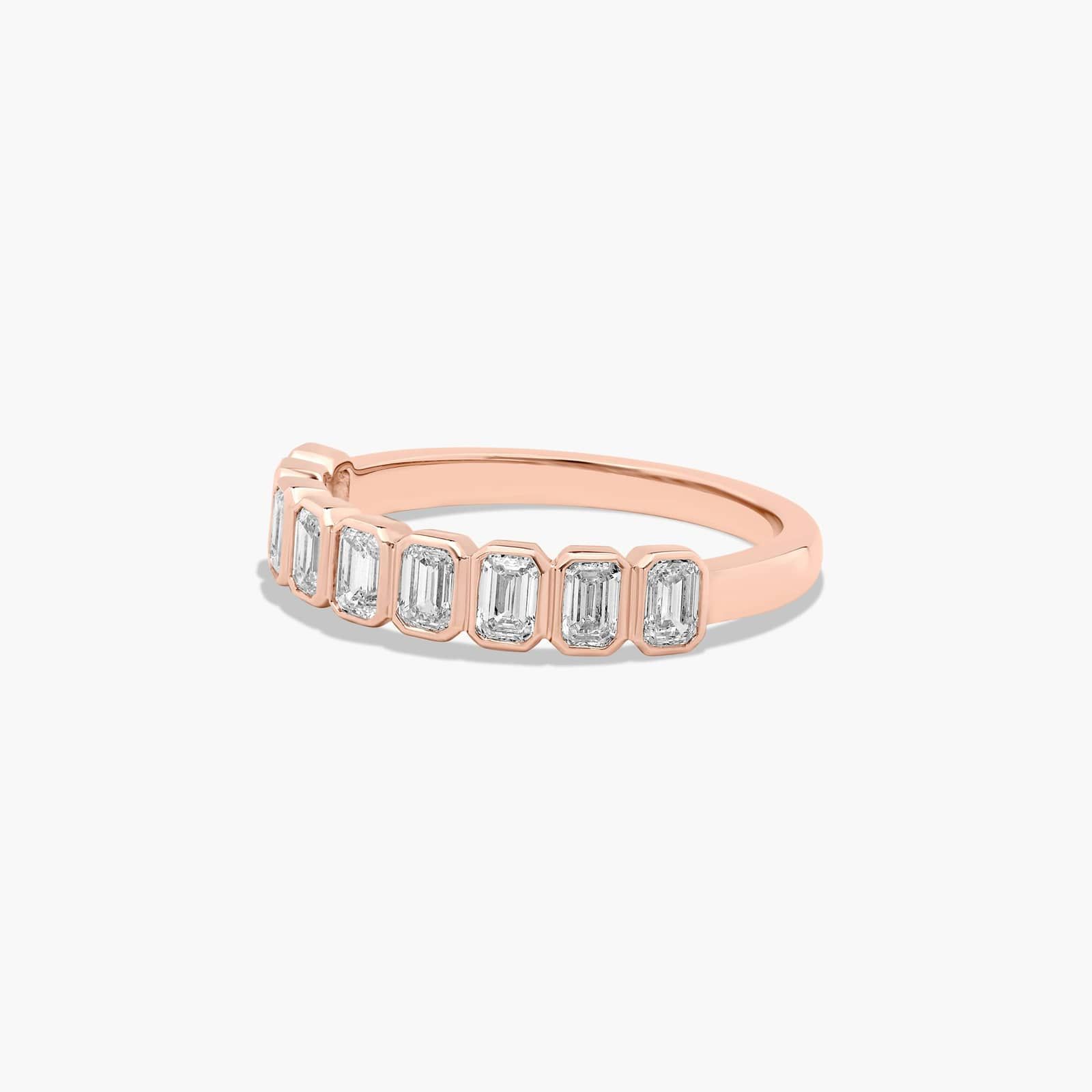 Bezel Set Wedding Ring With Emerald Cut Diamonds In 14K Rose Gold (2.00mm)