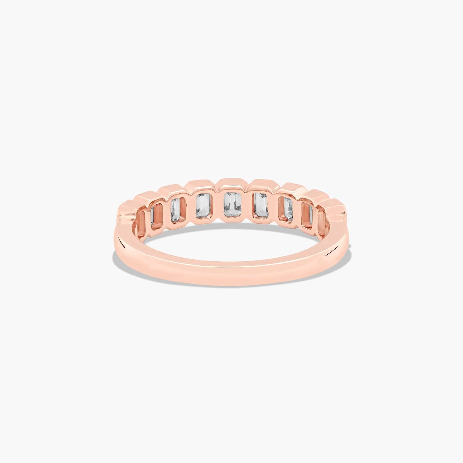 Bezel Set Wedding Ring With Emerald Cut Diamonds In 14K Rose Gold (2.00mm)