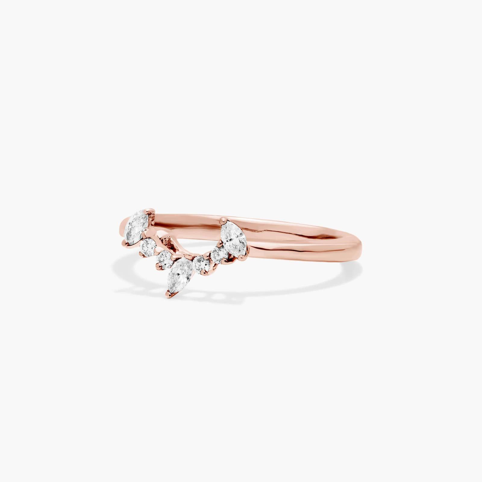 Half Halo Diamond Wedding Ring In 14K Rose Gold (2.00mm)
