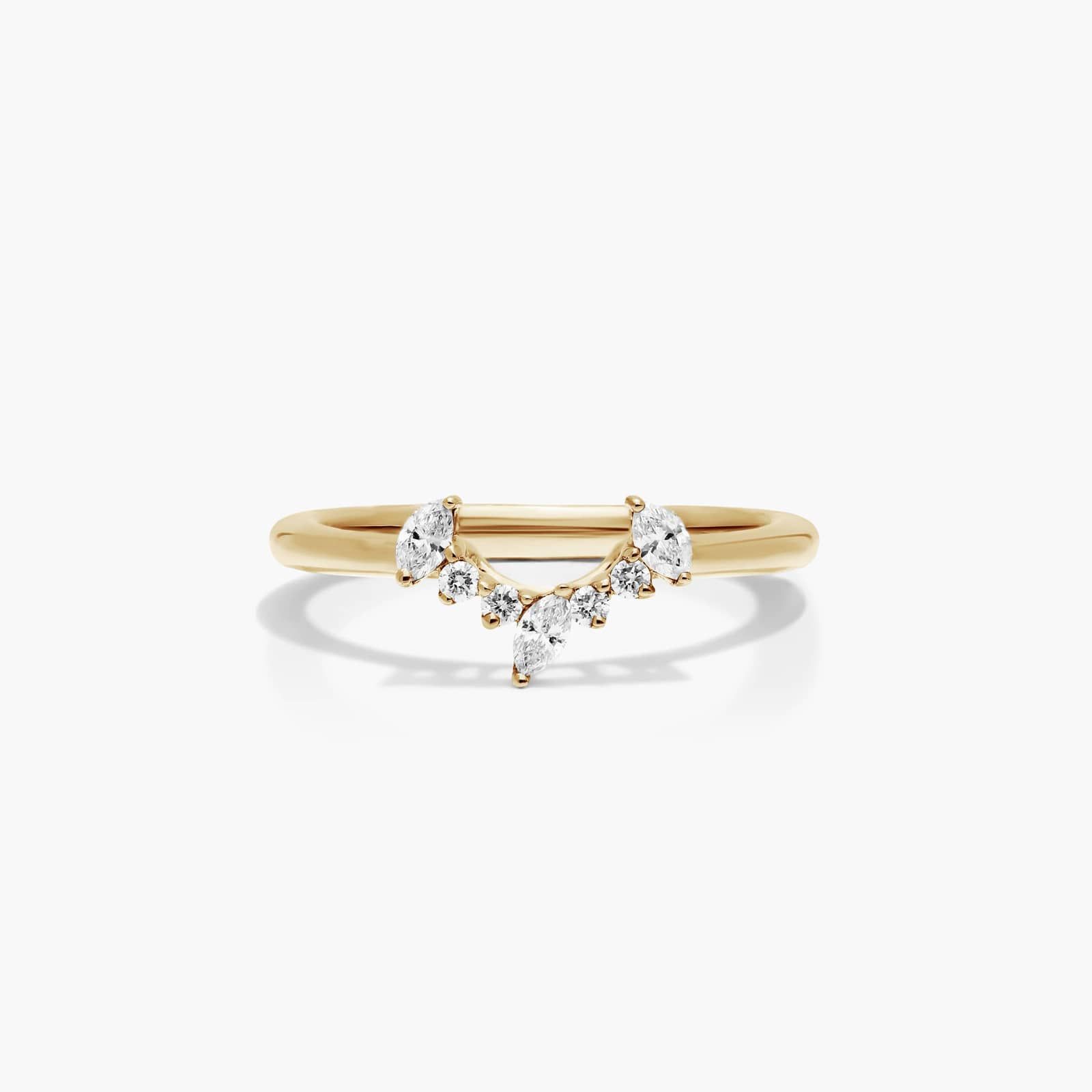 Half Halo Diamond Wedding Ring In 14K Yellow Gold (2.00mm)
