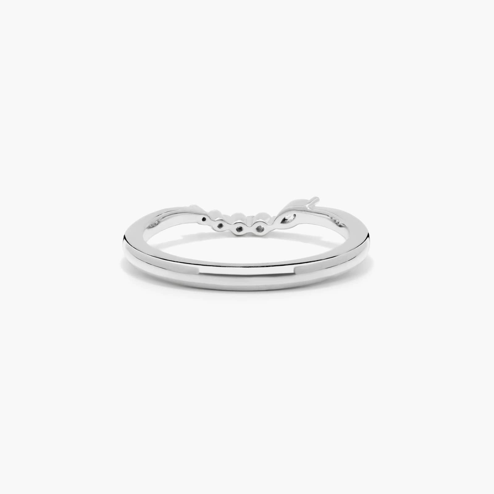 Marquise and Round Diamond Wave Wedding Ring In 18K White Gold (1.50mm)