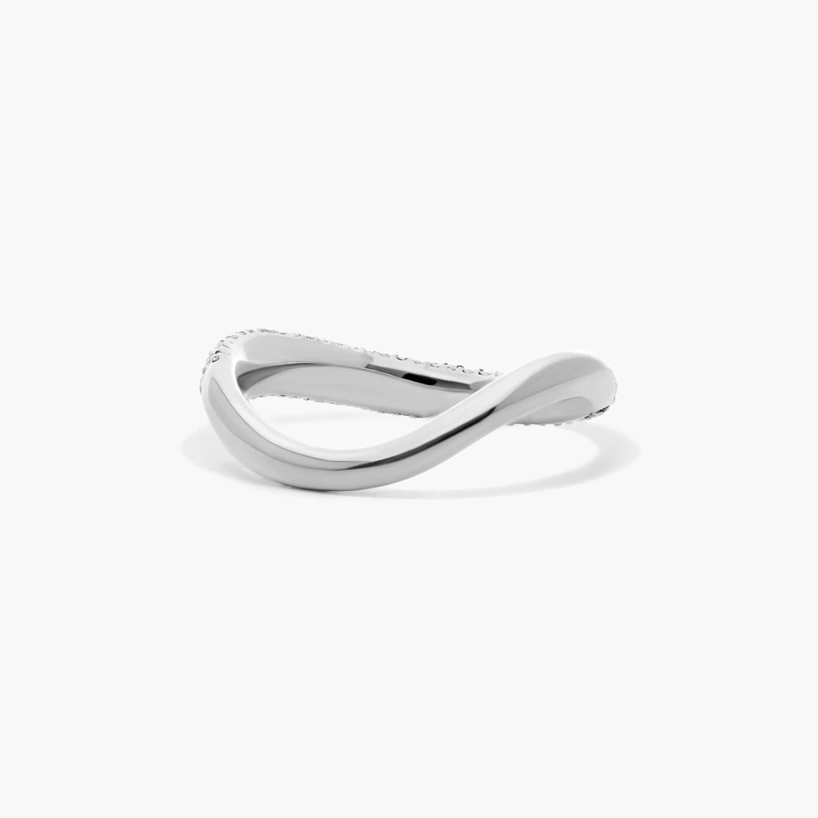 Sculptural Waves Diamond Wedding Ring in Platinum with Pave Set Round Diamonds (2.3mm)