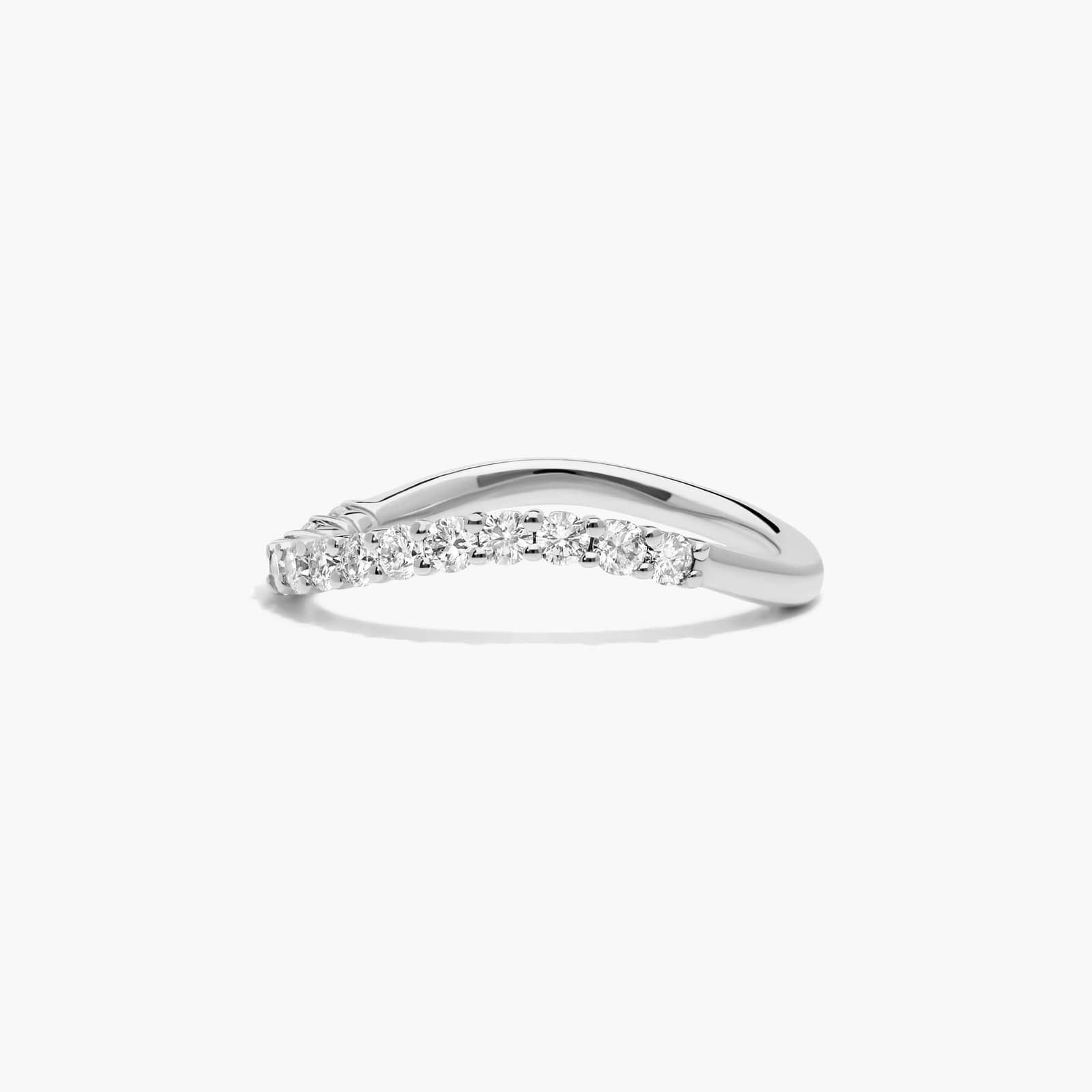 Sculptural Waves Diamond Wedding Ring in 18K White Gold with Prong Set Round Diamonds (2mm)