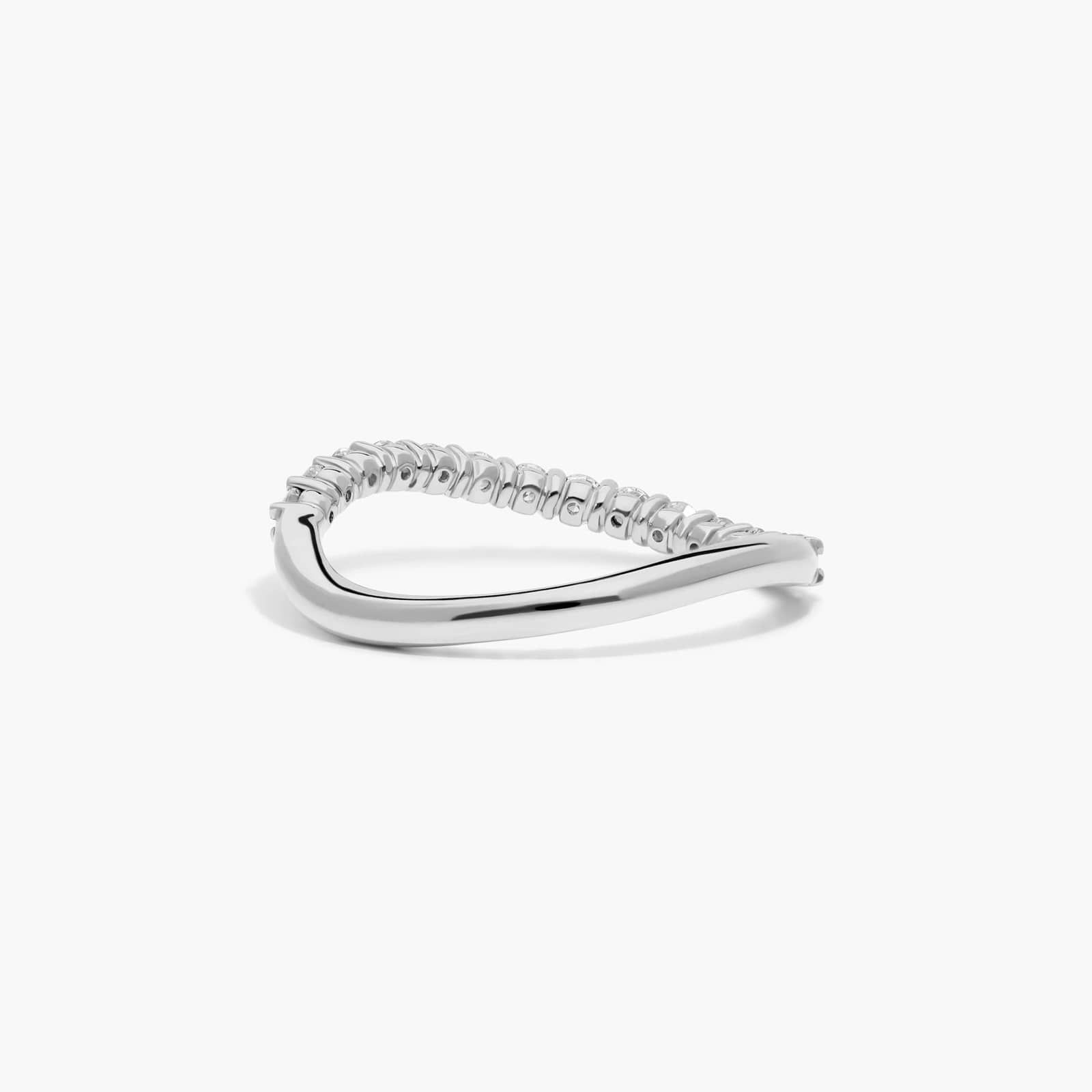 Sculptural Waves Diamond Wedding Ring in 18K White Gold with Prong Set Round Diamonds (2mm)