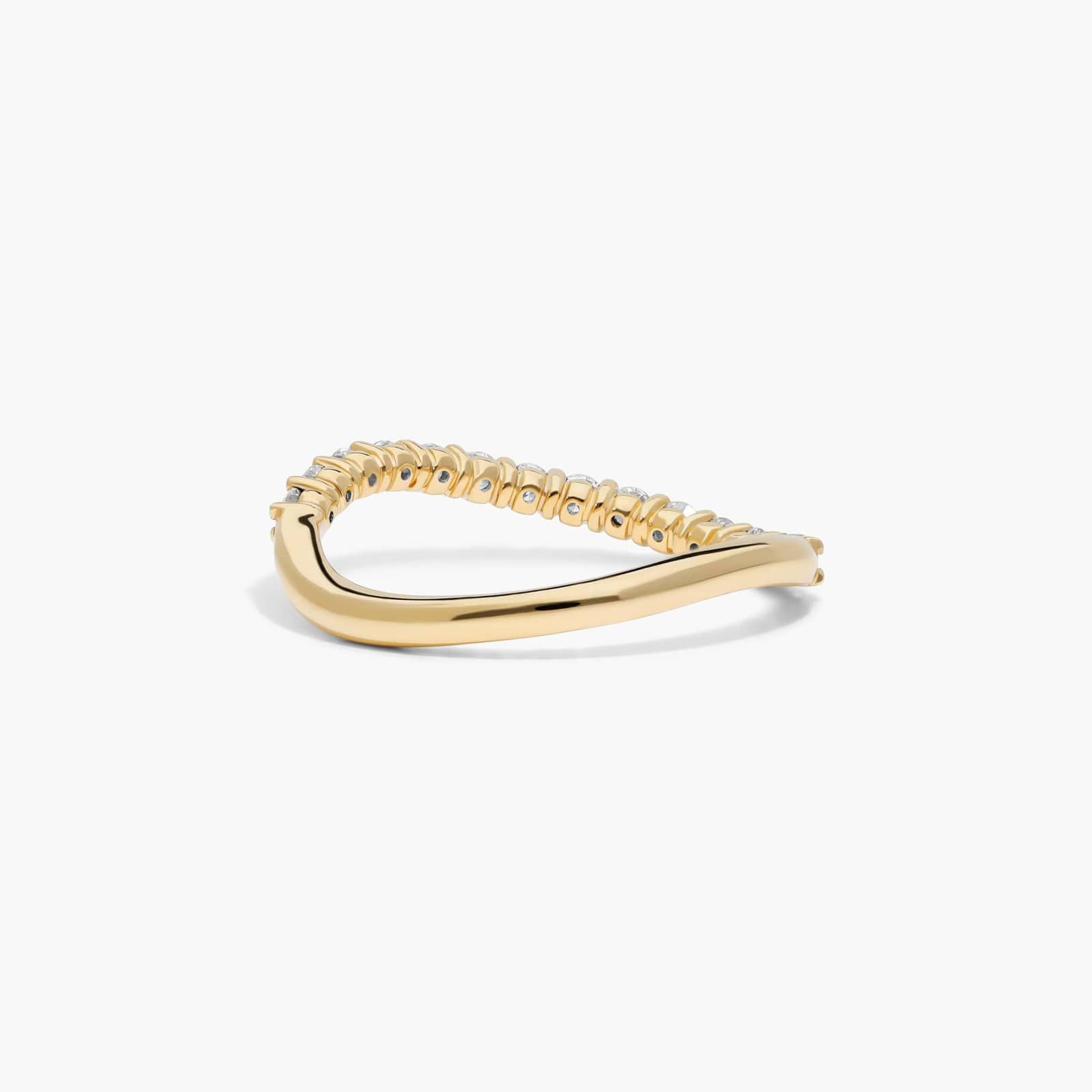 Sculptural Waves Diamond Wedding Ring in 18K Yellow Gold with Prong Set Round Diamonds (2mm)